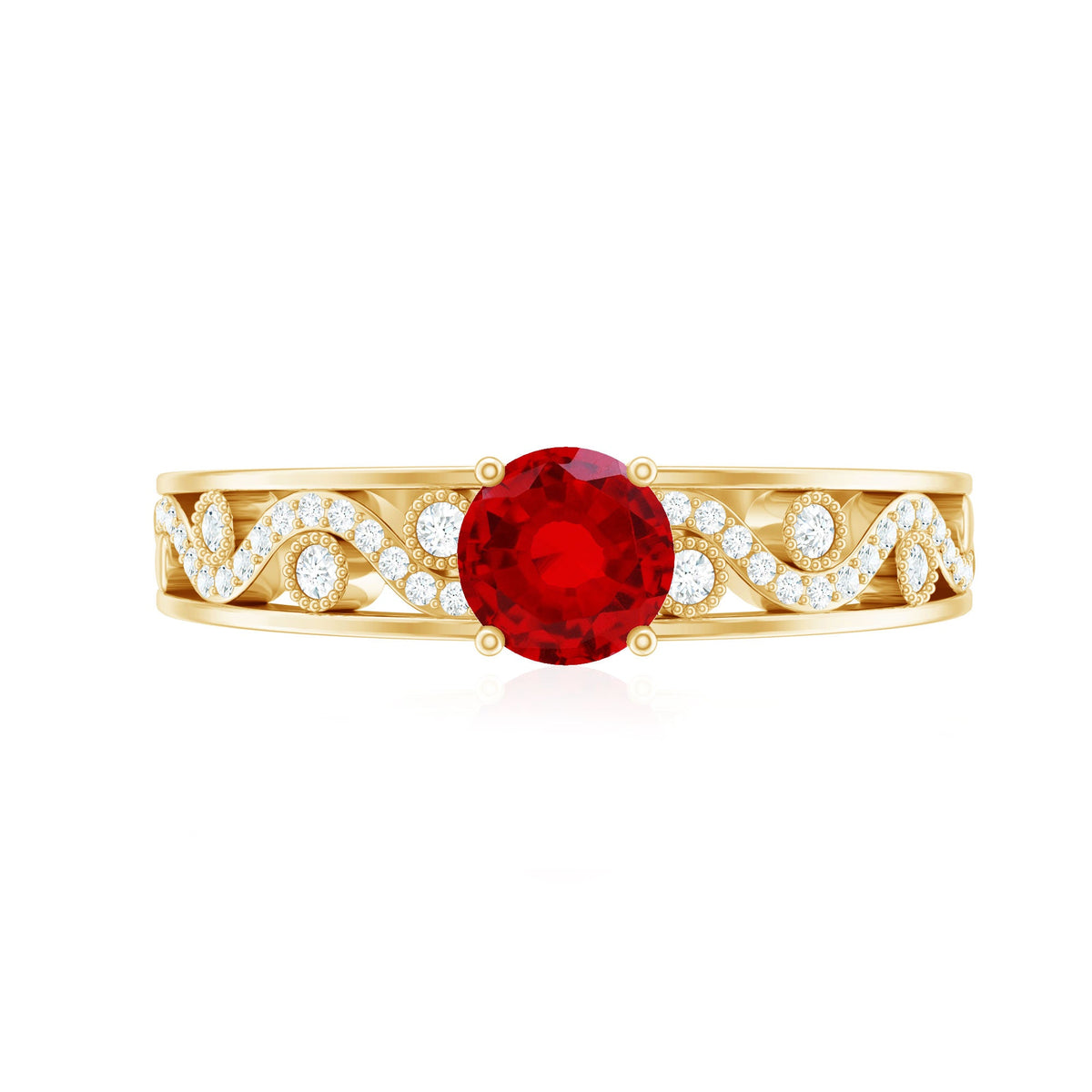 Designer Solitaire Engagement Ring with Lab Grown Ruby and Diamond