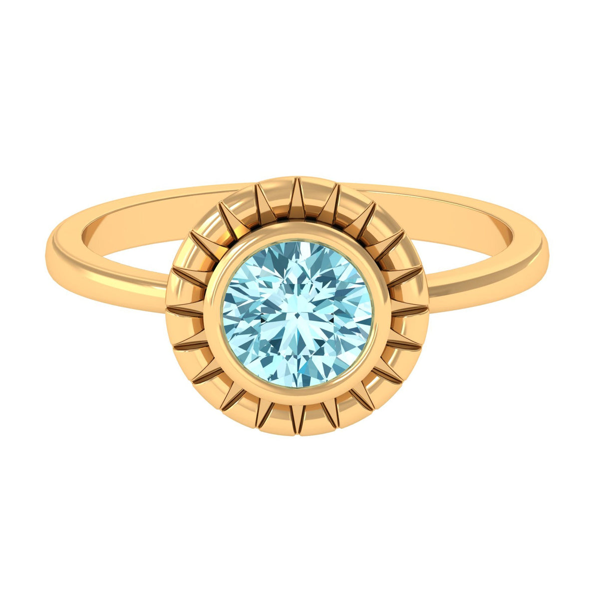 Bezel Set Aquamarine Solitaire Engagement Ring