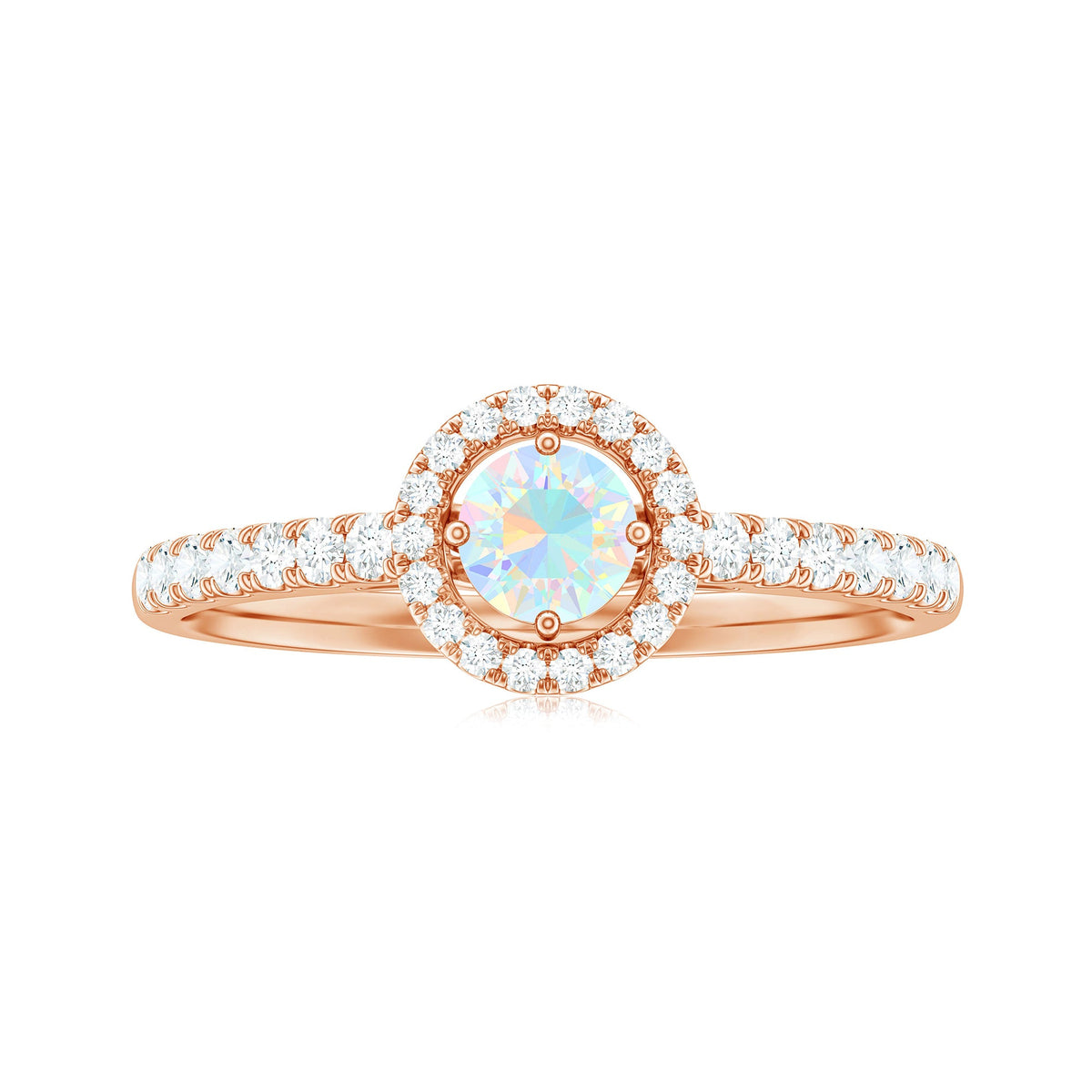 Natural Ethiopian Opal Diamond Engagement Ring with Halo