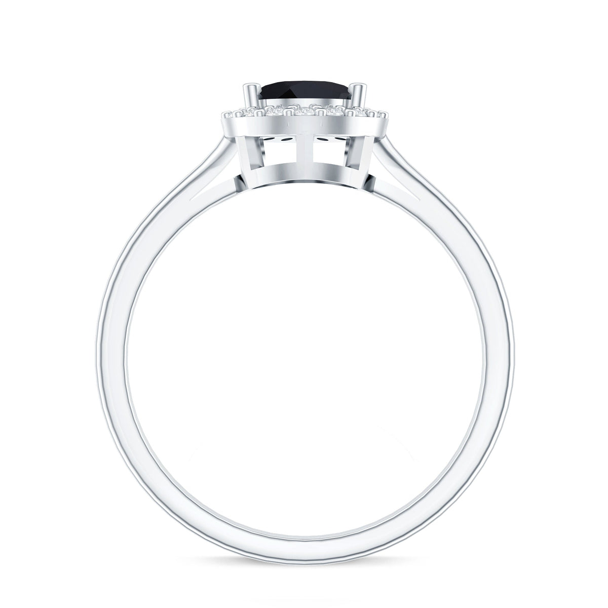 Certified Real Black Spinel Teardrop Engagement Ring with Diamond Halo