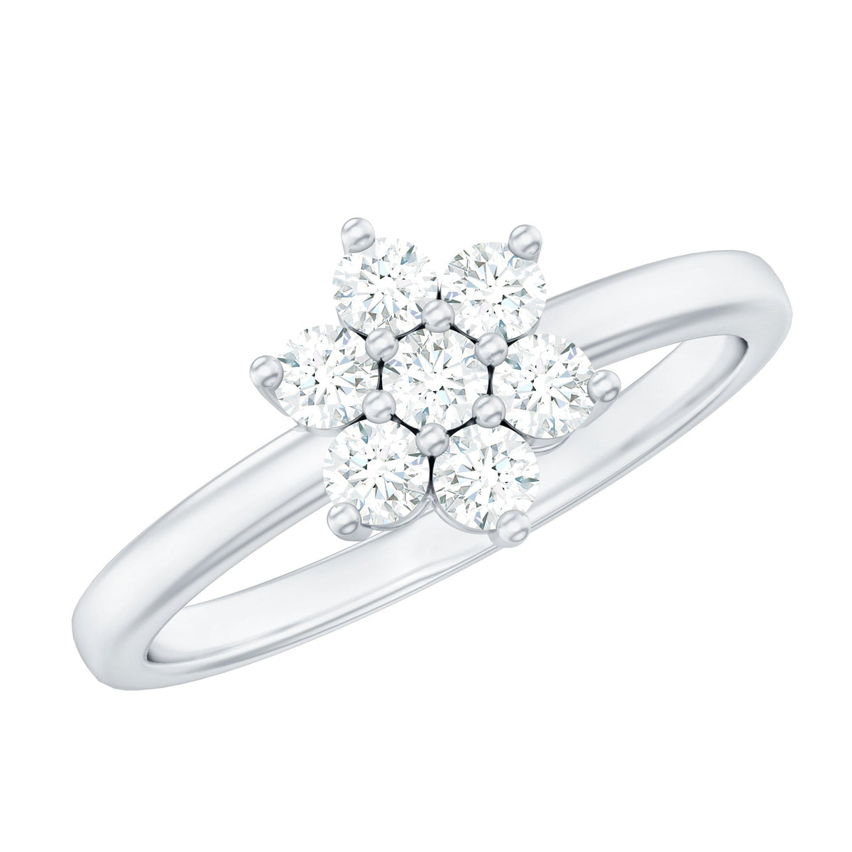 Certified Brilliant Cut Moissanite Flower Engagement Ring