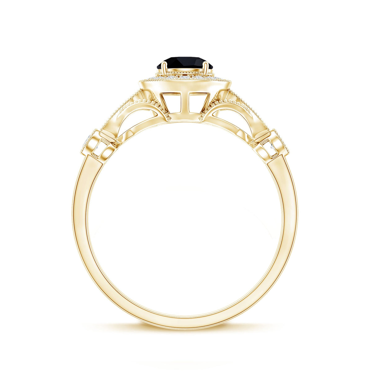 Vintage Inspired Black Onyx and Diamond Engagement Ring