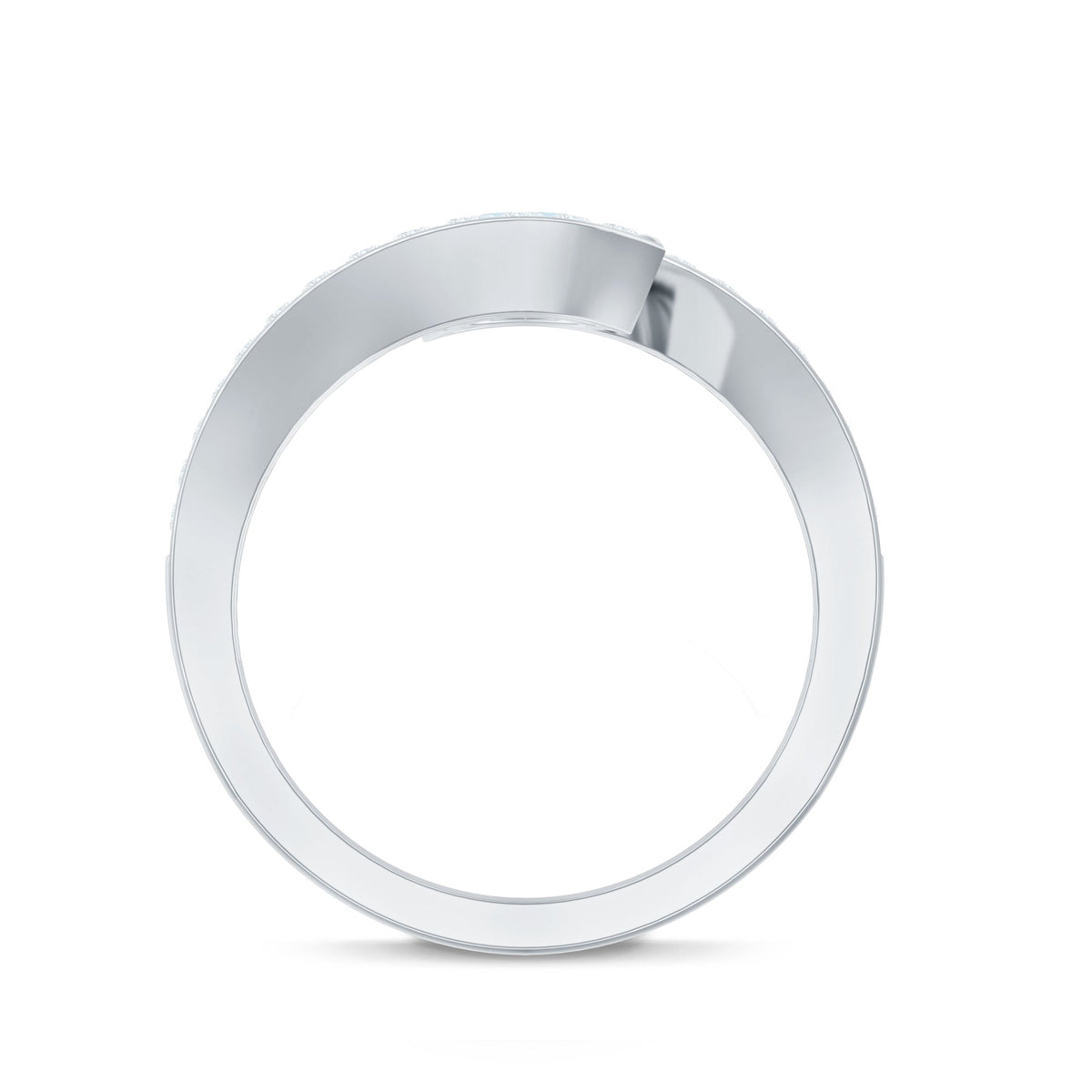 Real Moonstone Bypass Engagement Ring with Diamond