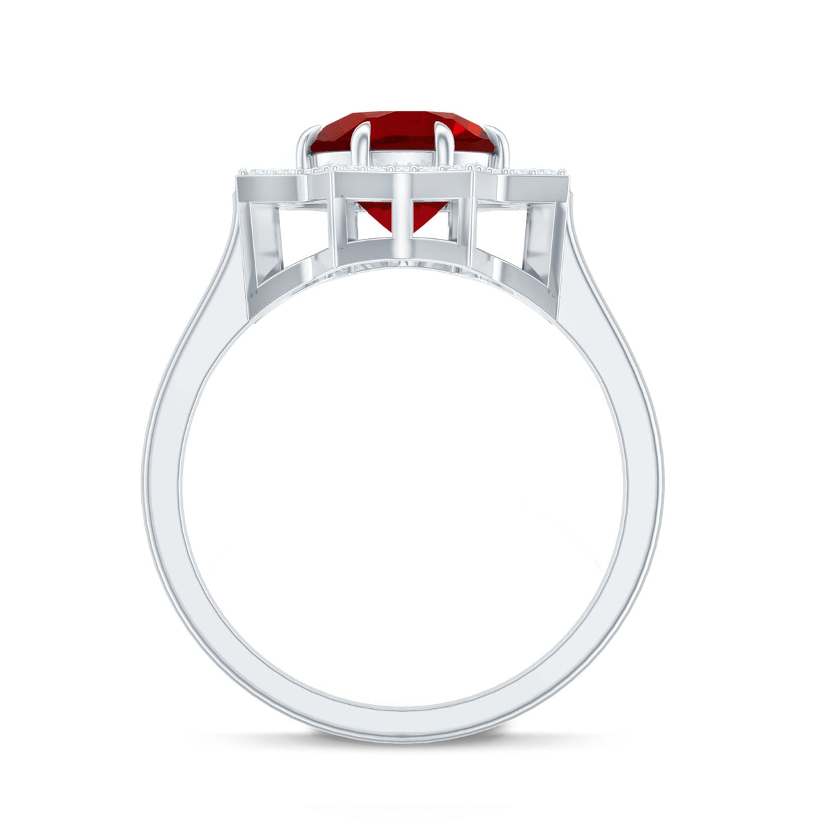 Round Cut Lab Created Ruby and Diamonds Statement Ring