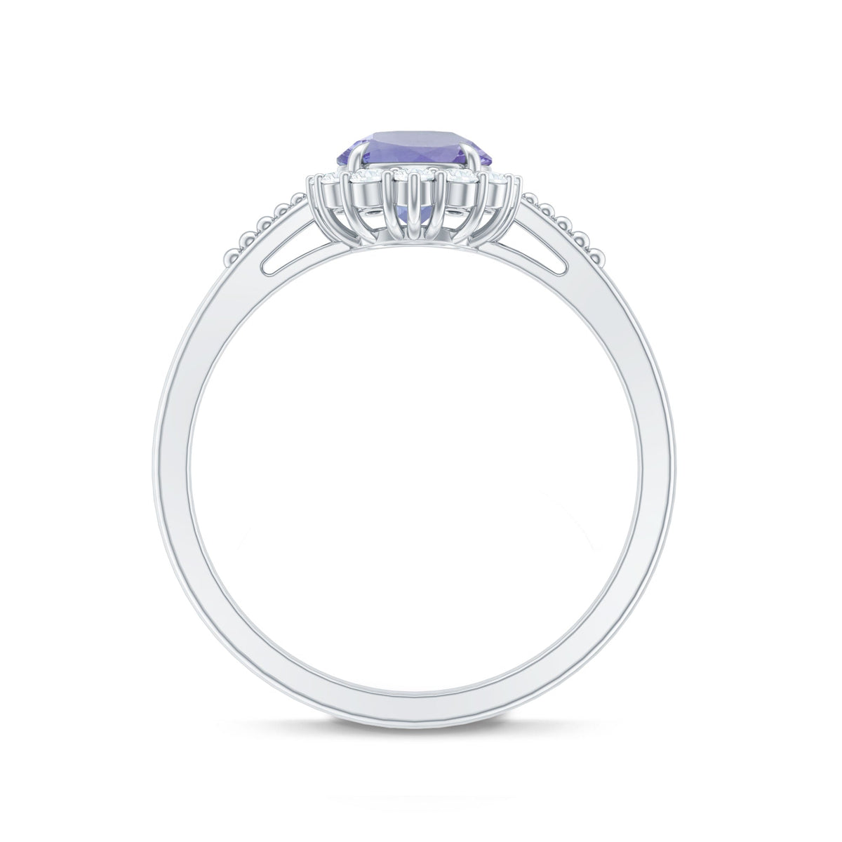 Natural Blue Tanzanite Engagement Ring with Diamond Halo