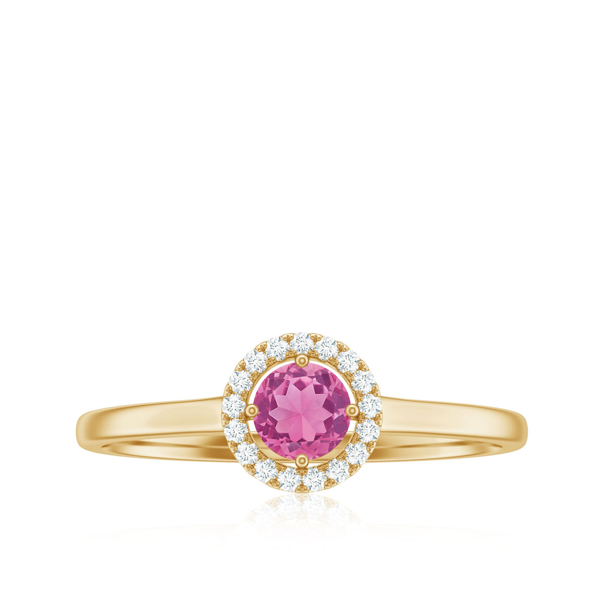 Pink Tourmaline Promise Ring with Diamond Halo