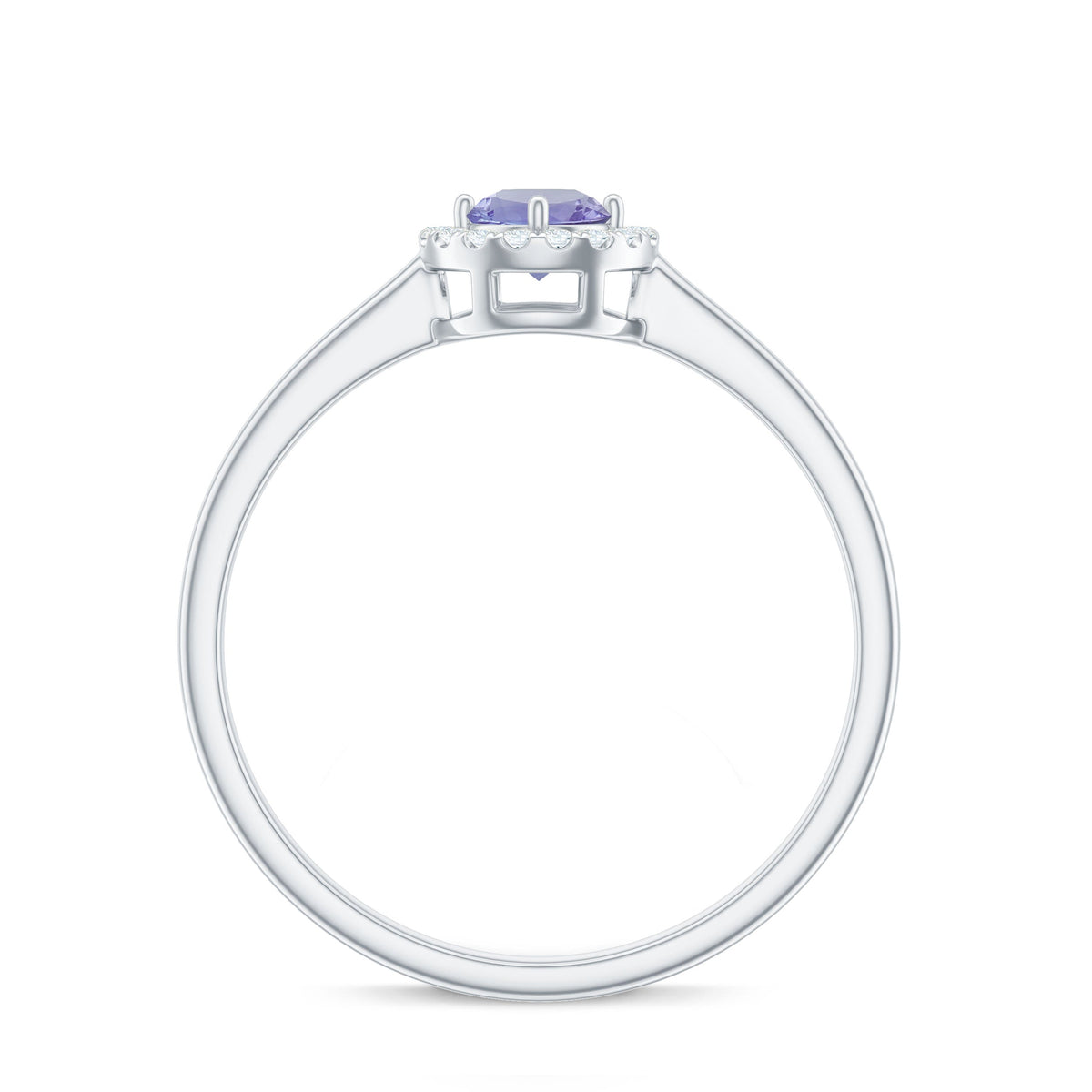 Genuine Tanzanite Promise Ring with Diamond Halo