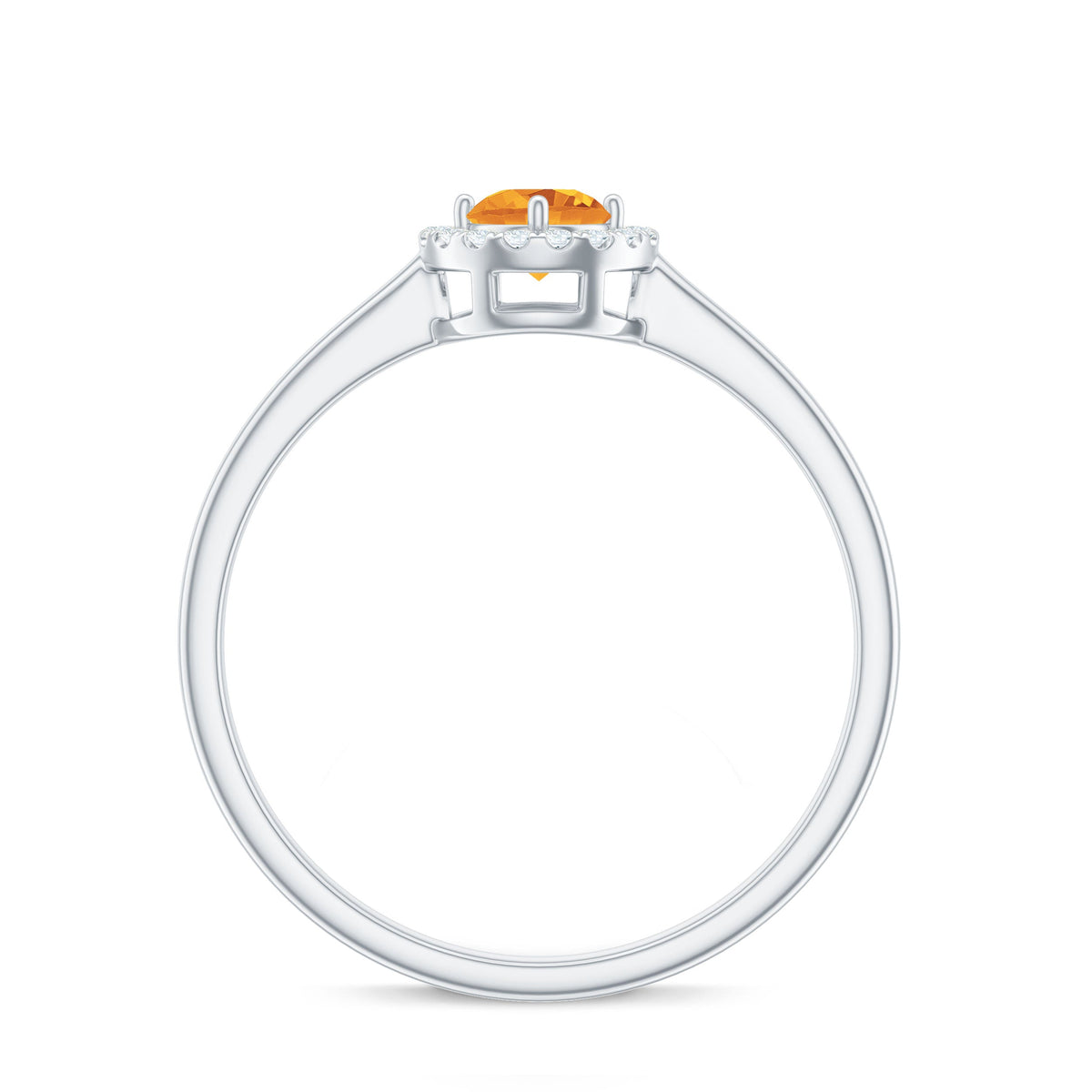 Certified Natural Citrine Promise Ring with Diamond Halo