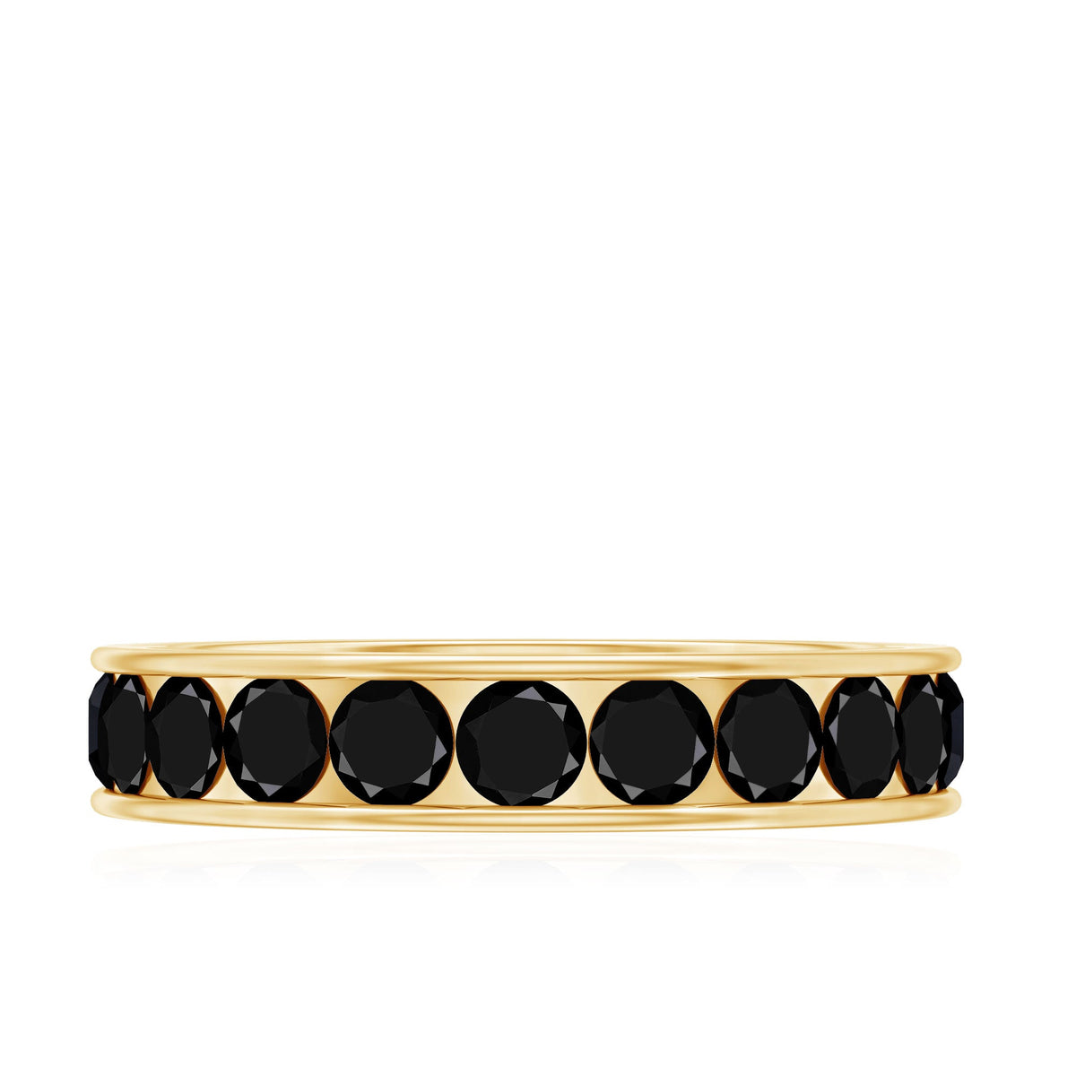 Round Cut Black Onyx Eternity Band in Channel Setting