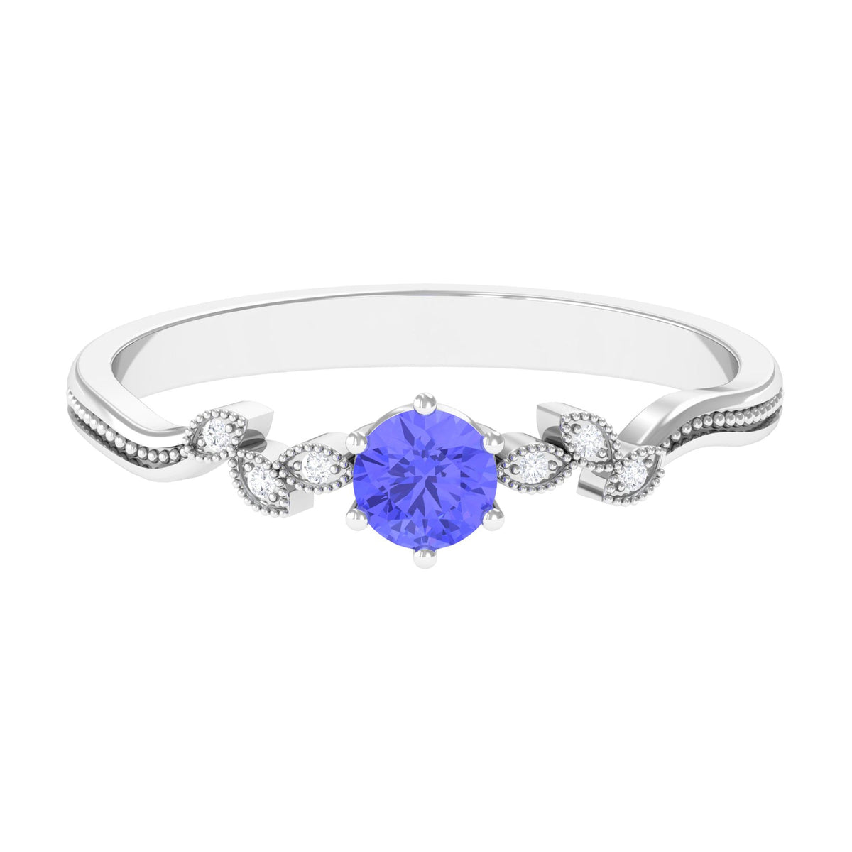 Real Tanzanite and Diamond Promise Ring