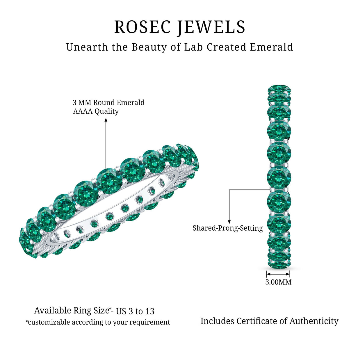 Certified Lab Created Emerald Full Eternity Band Ring