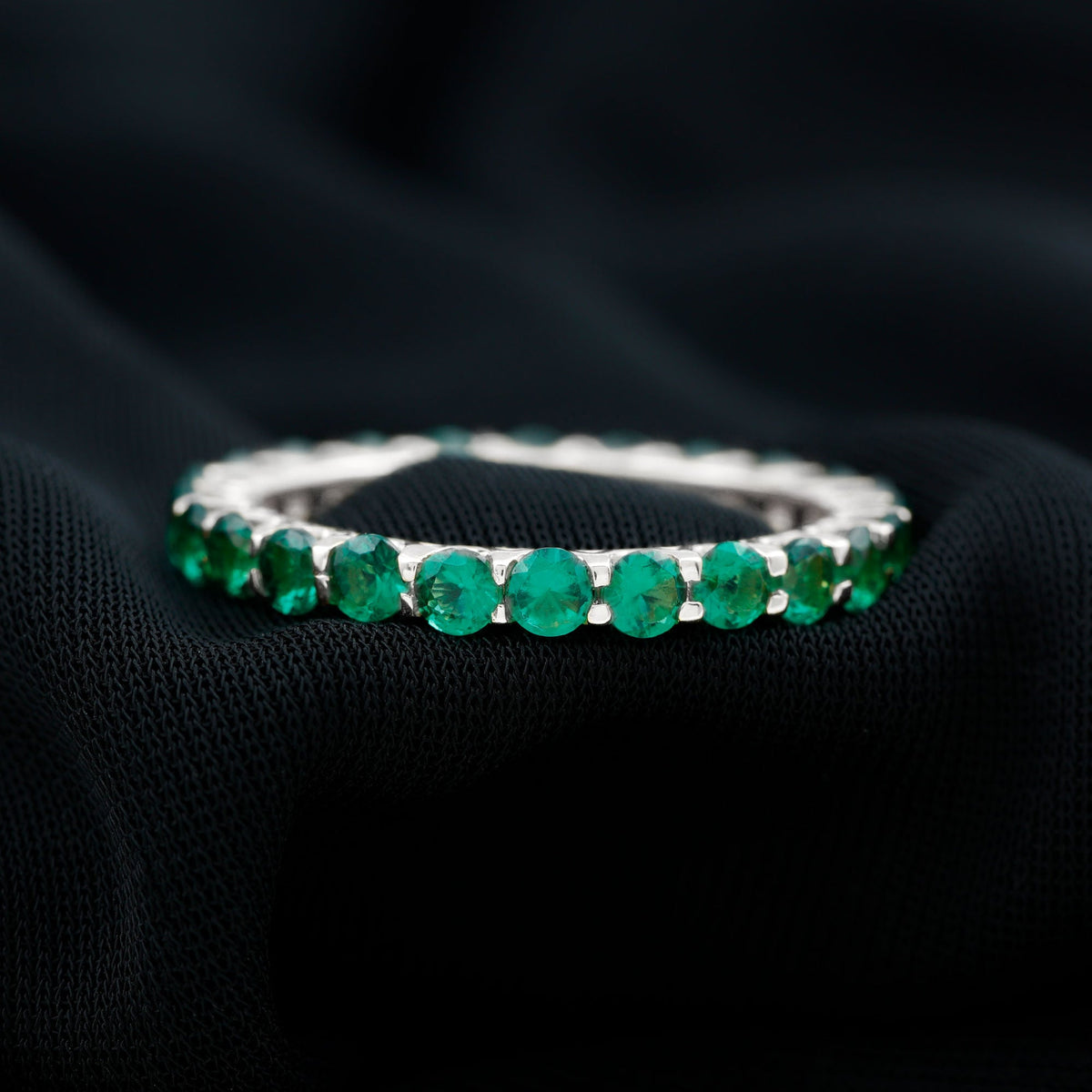 Certified Lab Created Emerald Full Eternity Band Ring