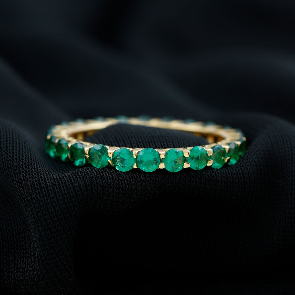 Certified Lab Created Emerald Full Eternity Band Ring