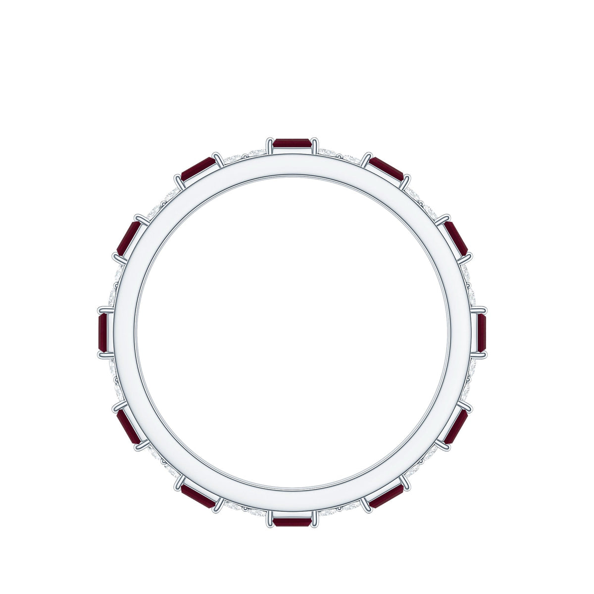 Genuine Baguette Ruby Diamond Eternity Ring for Women