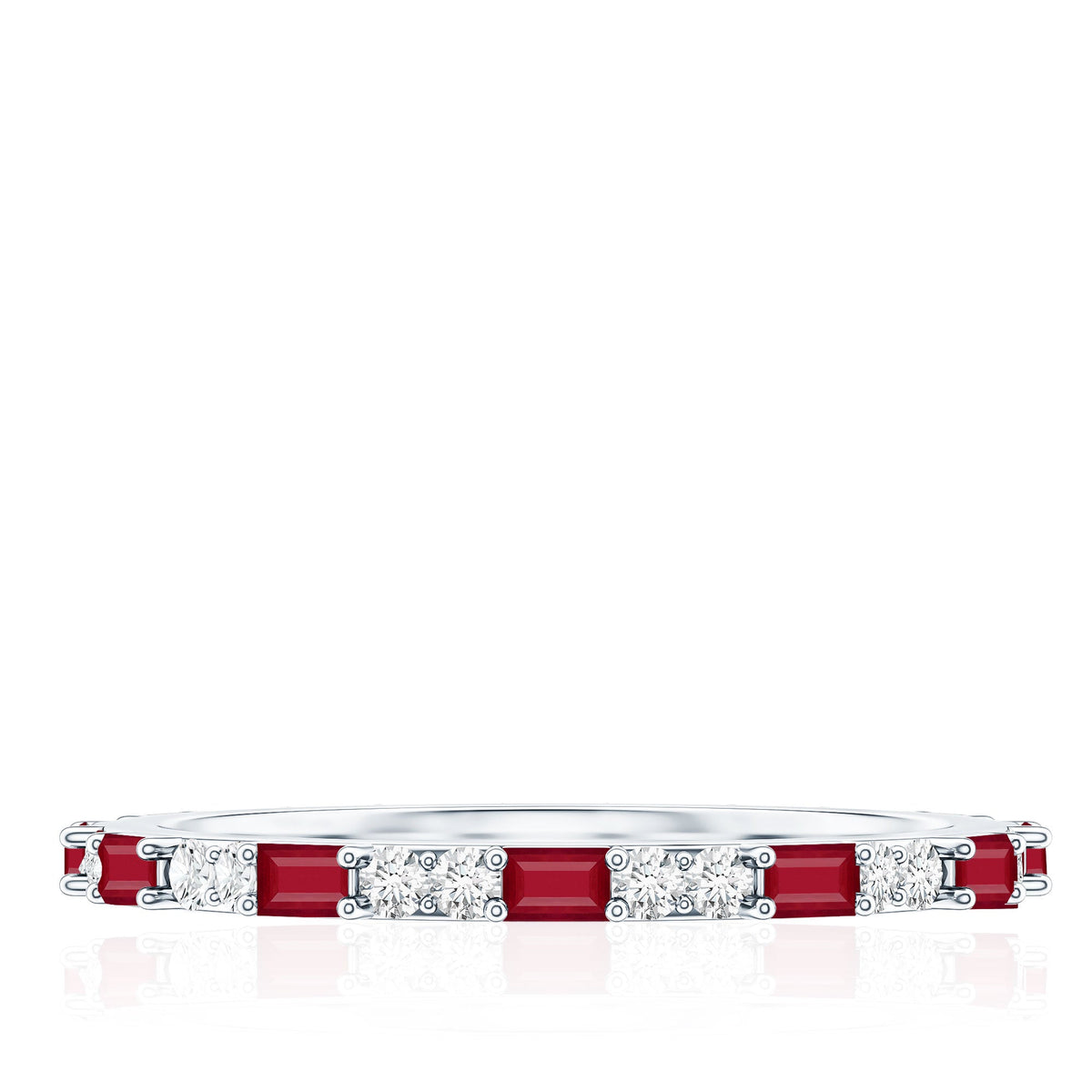 Genuine Baguette Ruby Diamond Eternity Ring for Women