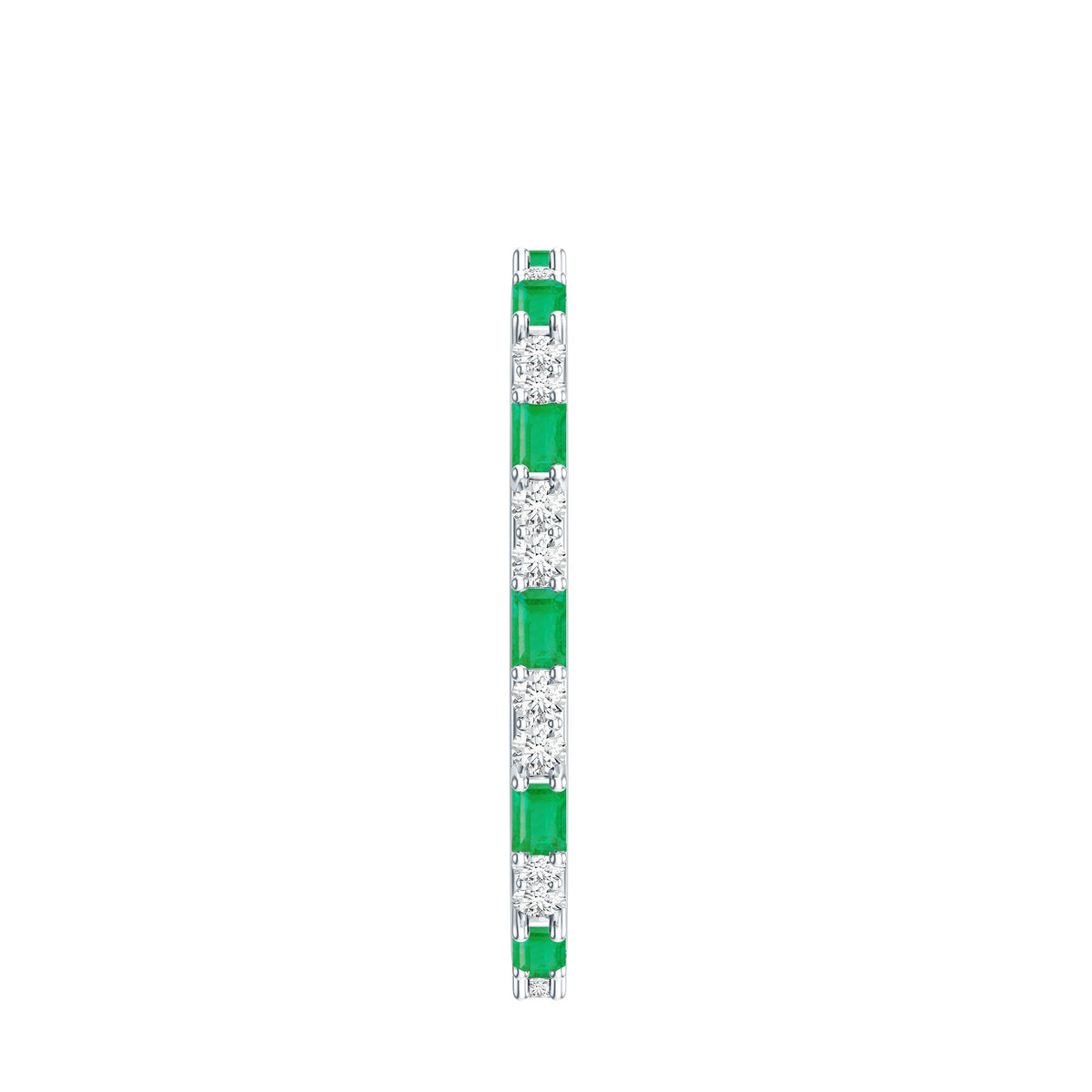 Natural Baguette Emerald Diamond Eternity Ring in East West Style
