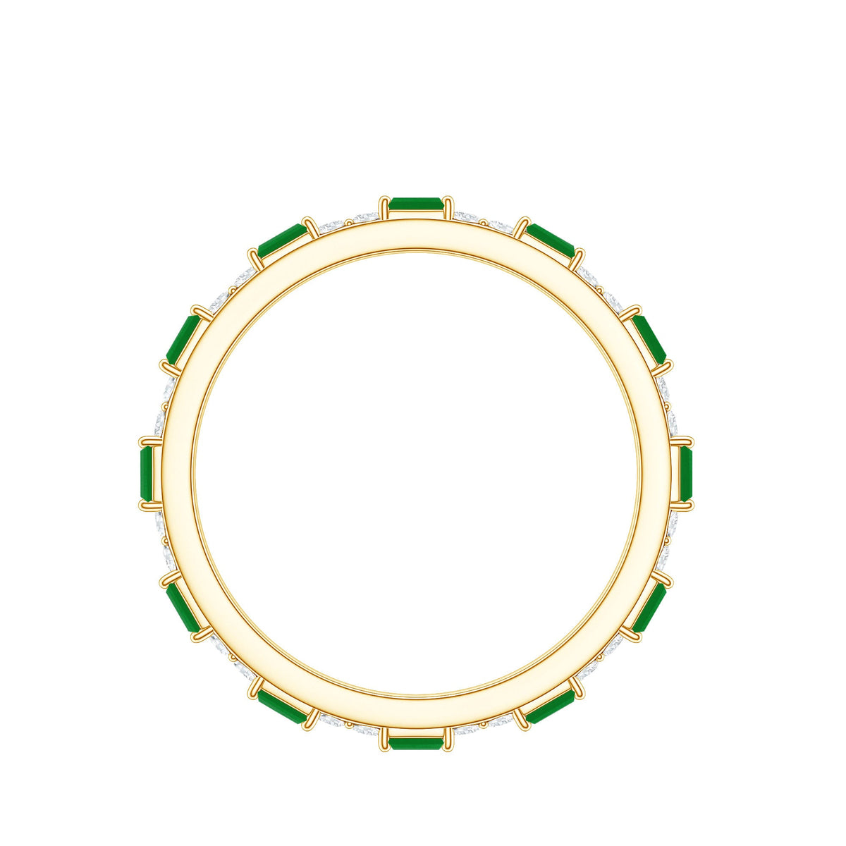 Natural Baguette Emerald Diamond Eternity Ring in East West Style