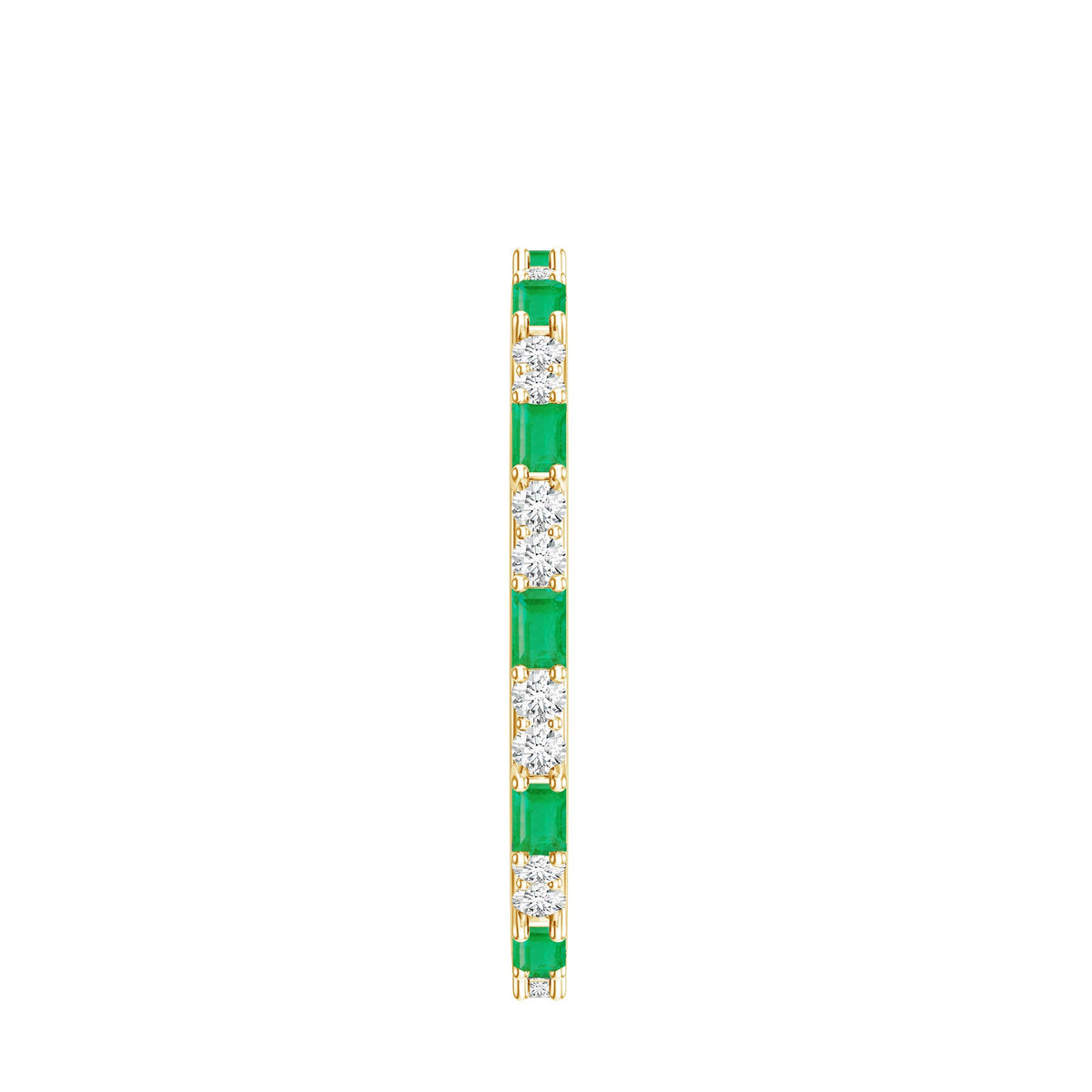 Natural Baguette Emerald Diamond Eternity Ring in East West Style