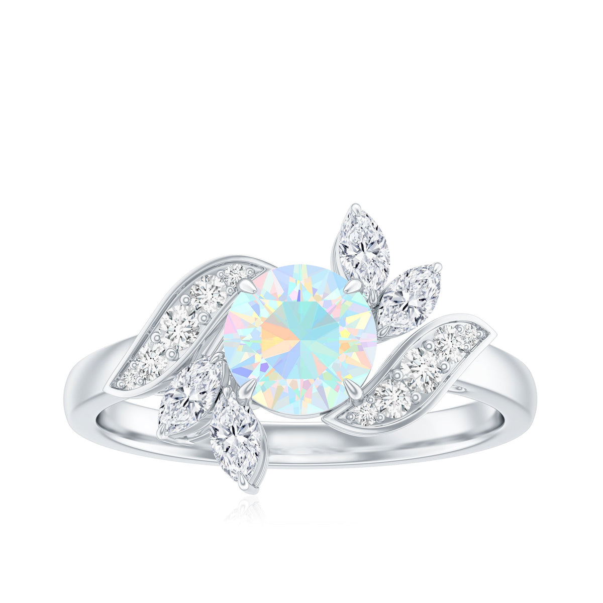 Nature Inspired Ethiopian Opal and Diamond Engagement Ring