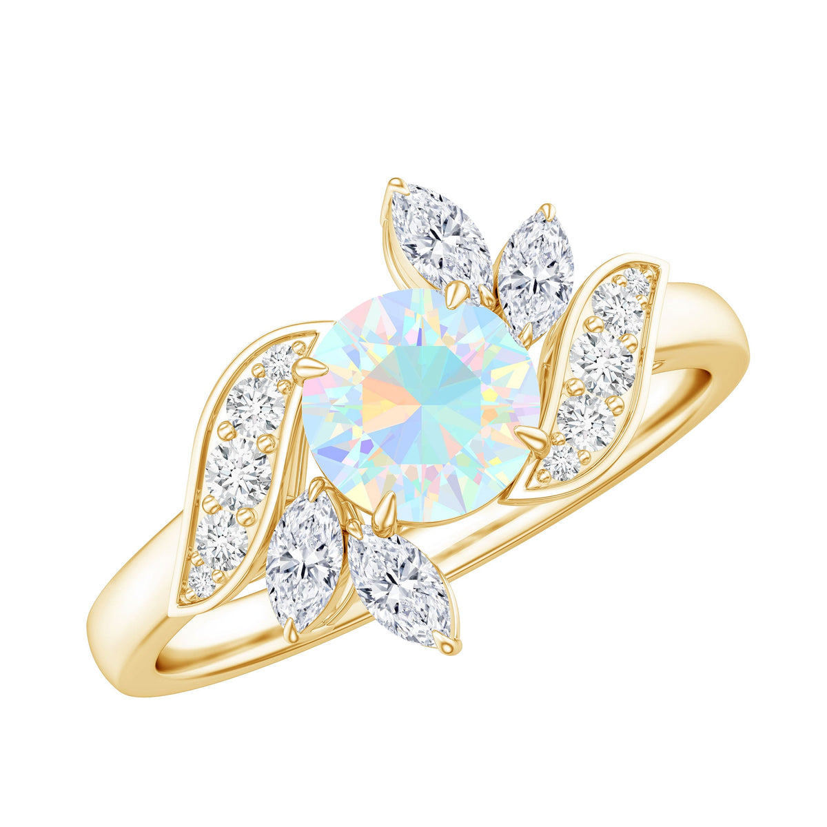 Nature Inspired Ethiopian Opal and Diamond Engagement Ring