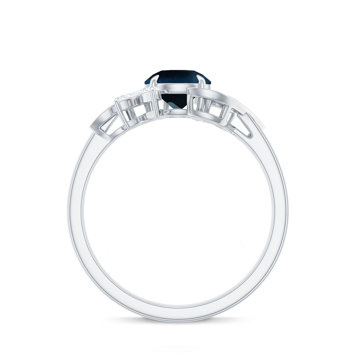 London Blue Topaz and Diamond Flower Engagement Ring