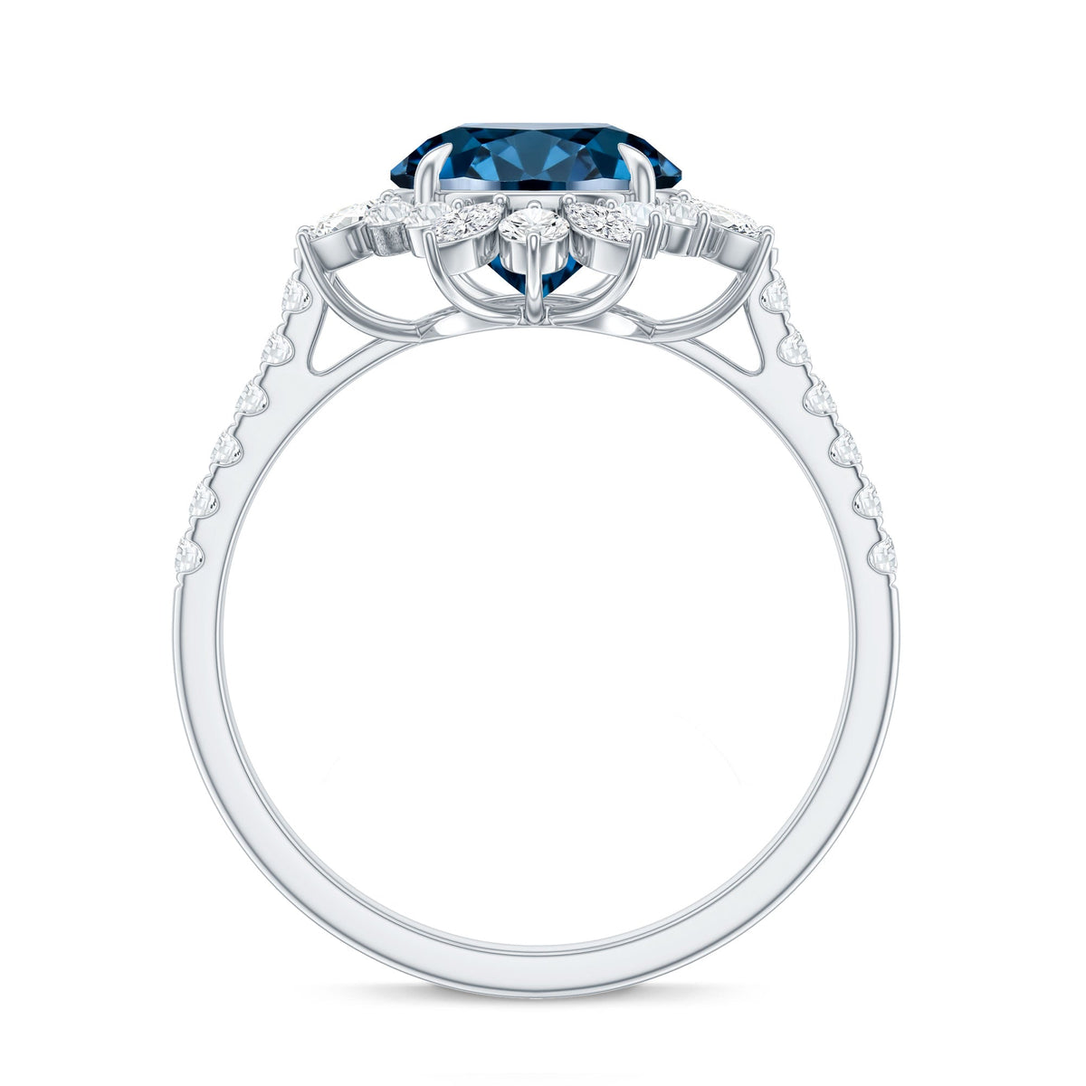 Certified London Blue Topaz and Diamond Statement Engagement Ring