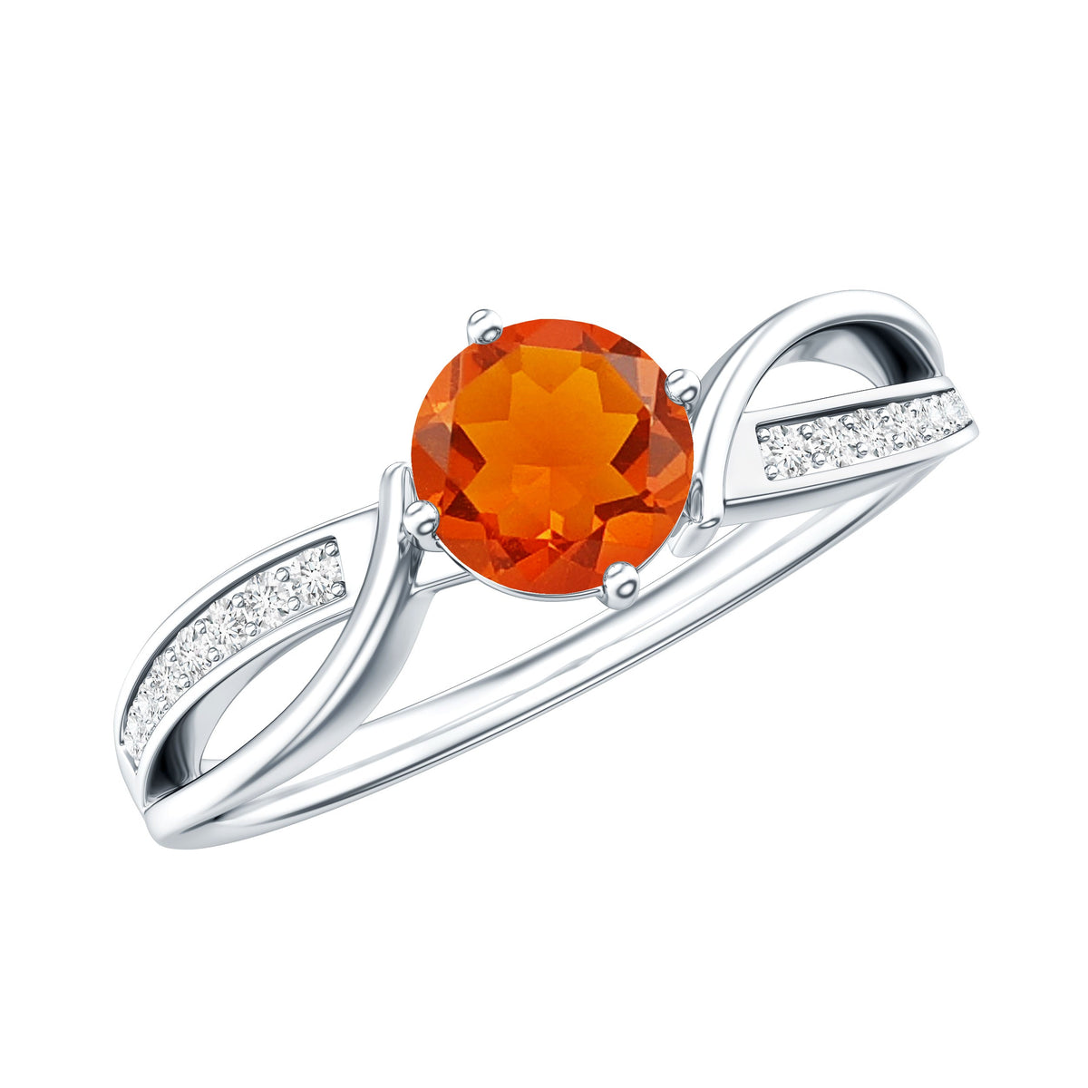 Orange Fire Opal Infinity Engagement Ring with Diamonds