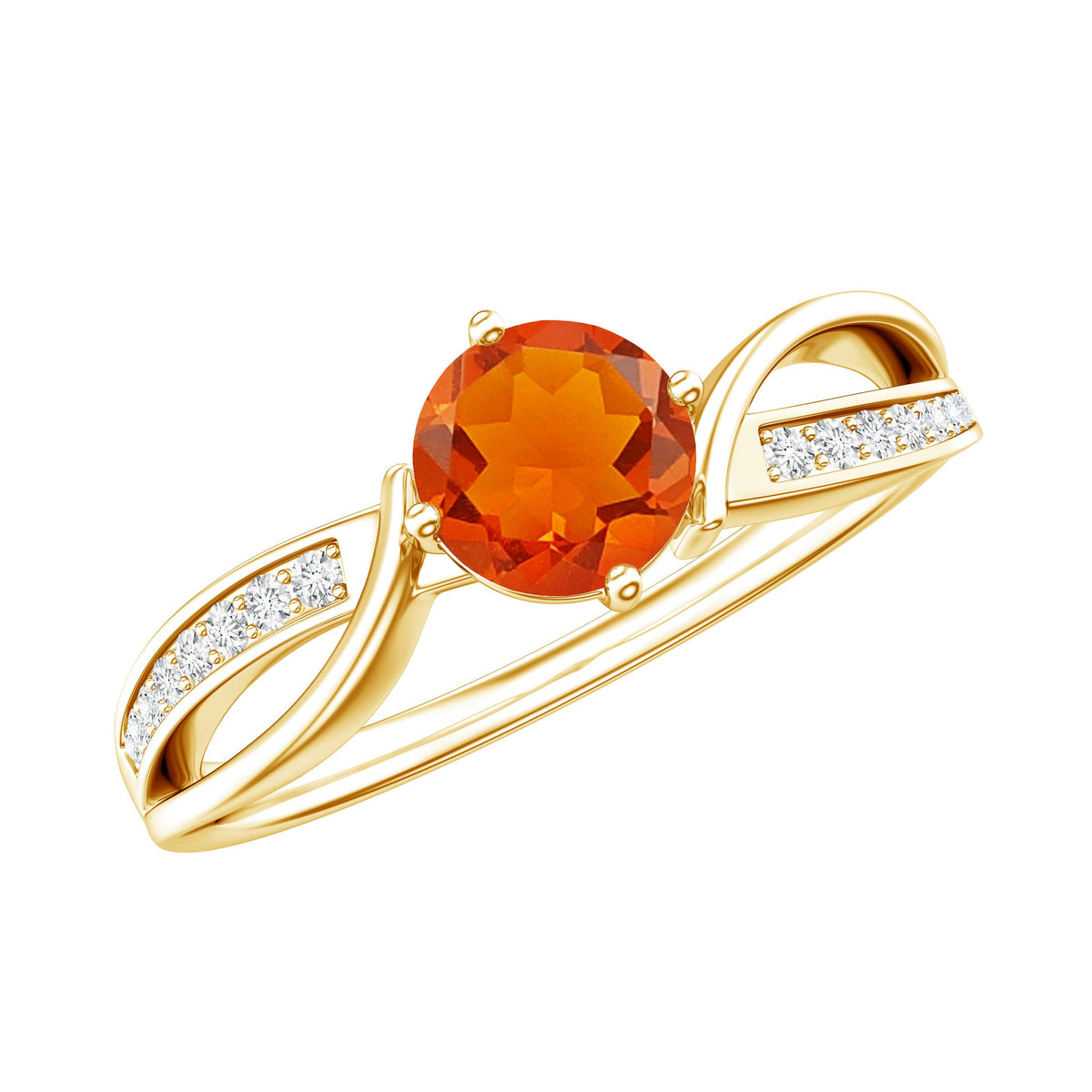 Orange Fire Opal Infinity Engagement Ring with Diamonds