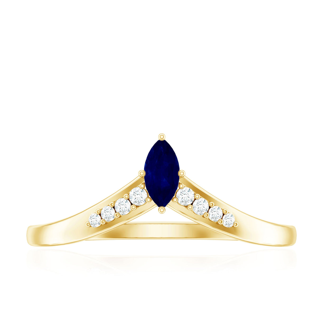 Natural Marquise Blue Sapphire Chevron Enhancer Ring with Diamond