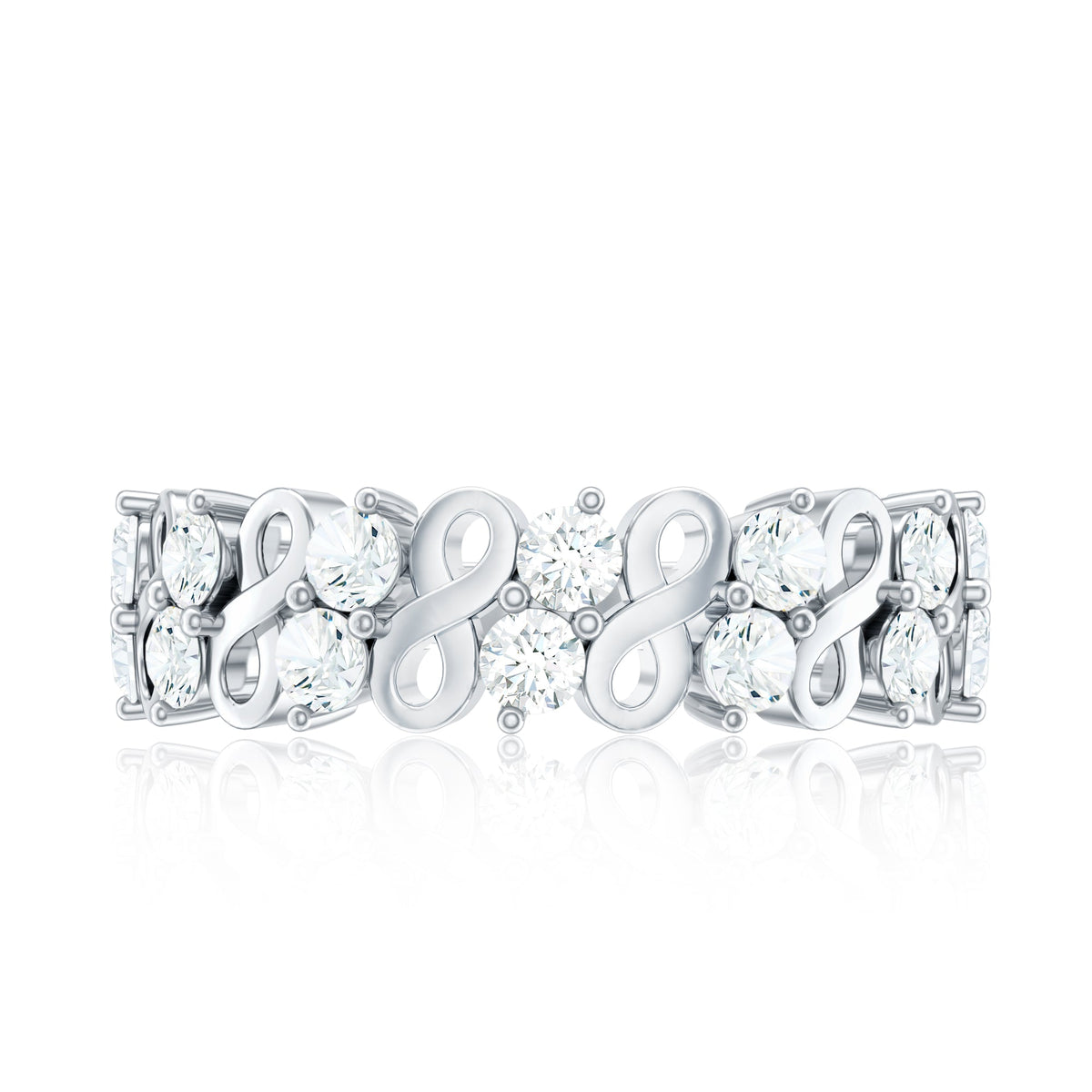 Round Moissanite Infinity Wedding Band for Women