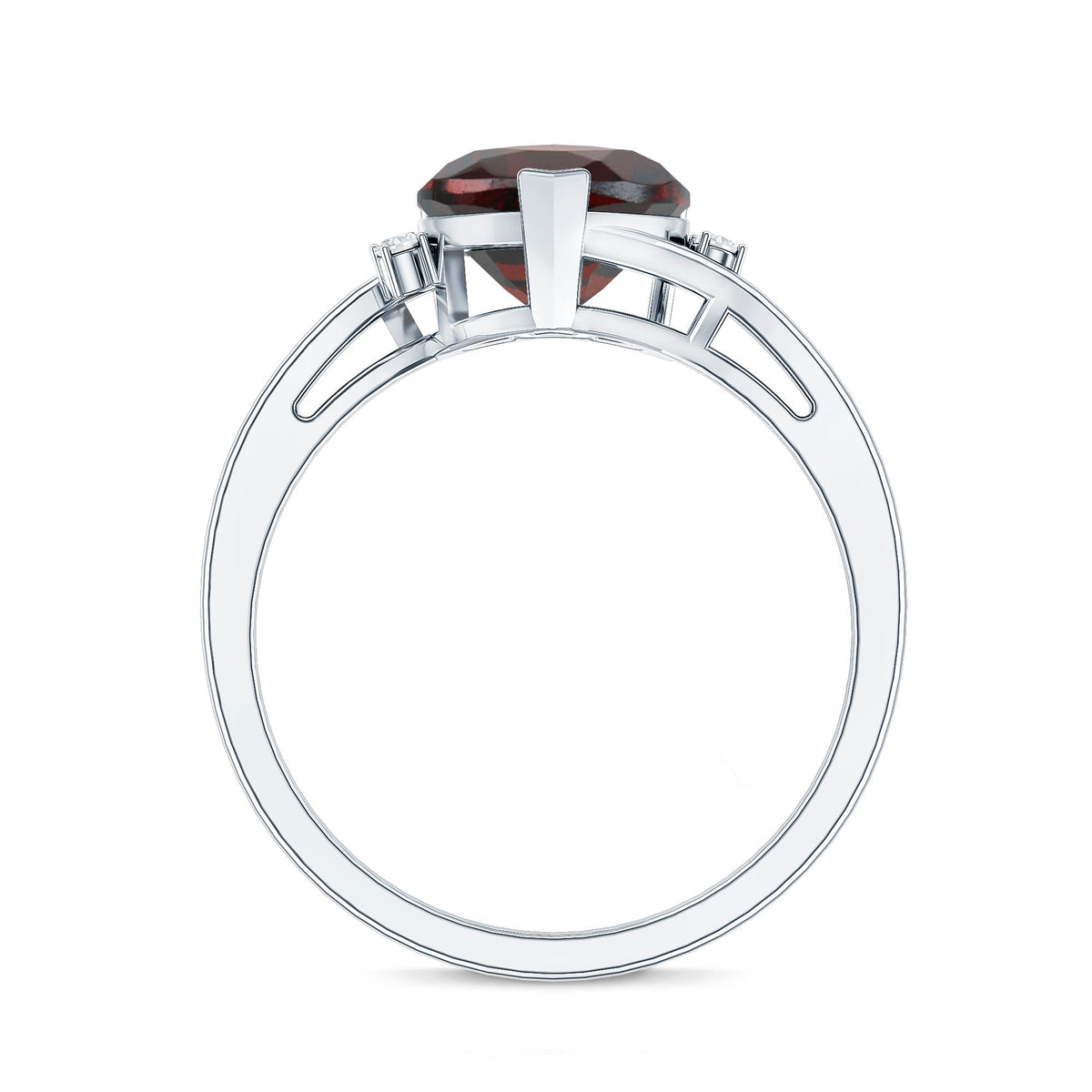 Genuine 4 Carat Garnet Heart Shaped Engagement Ring with Diamond