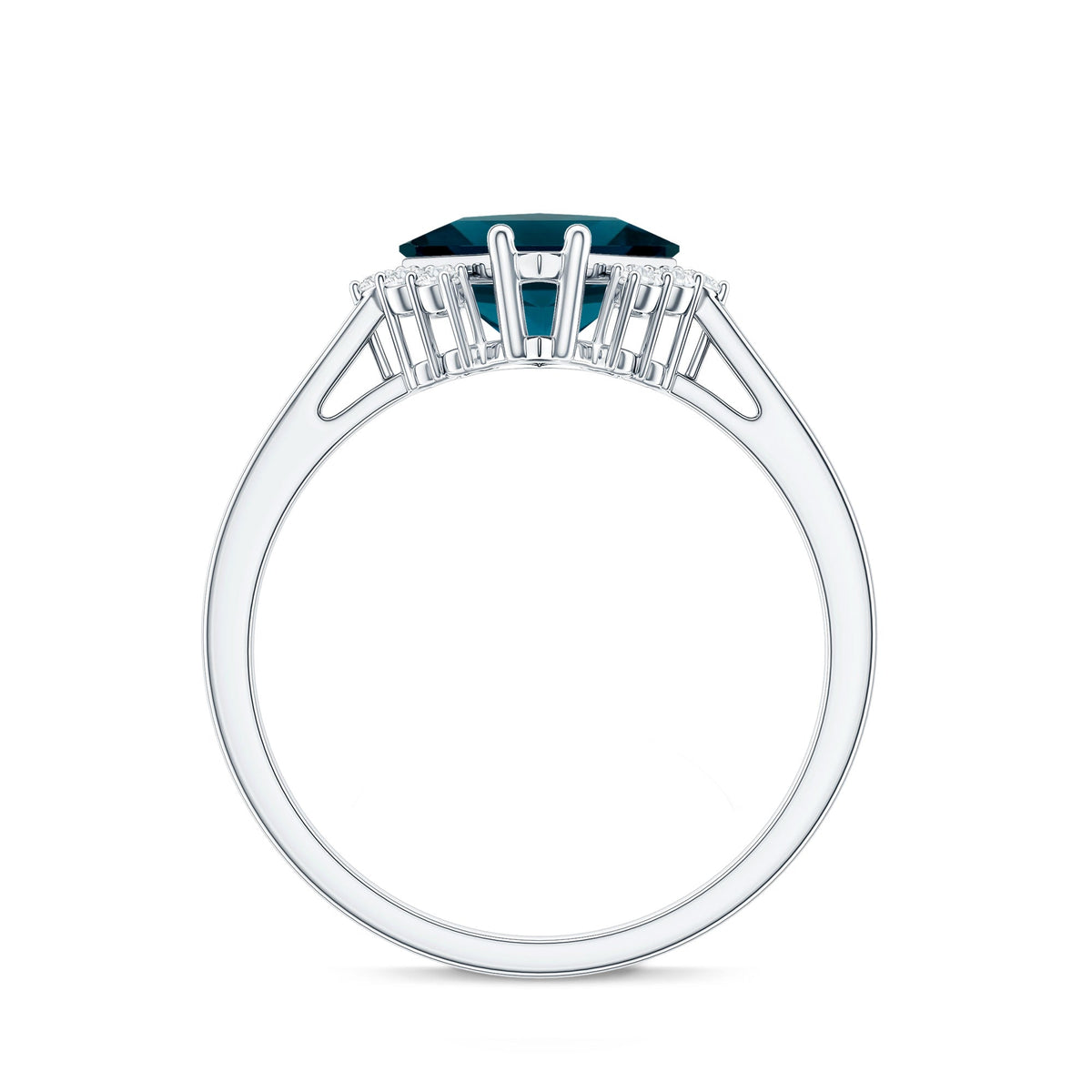 Princess Cut London Blue Topaz Engagement Ring with Diamond
