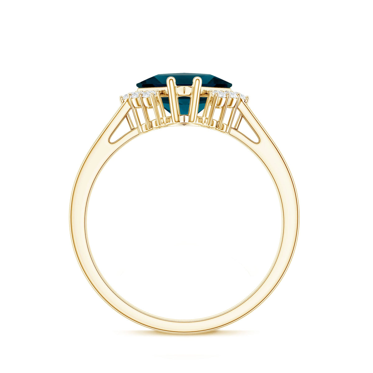 Princess Cut London Blue Topaz Engagement Ring with Diamond