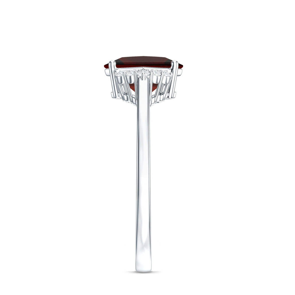 Certified Natural Garnet Princess Cut Engagement Ring with Diamond