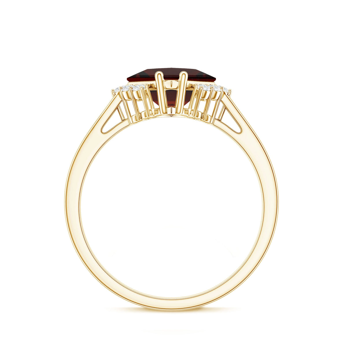 Certified Natural Garnet Princess Cut Engagement Ring with Diamond