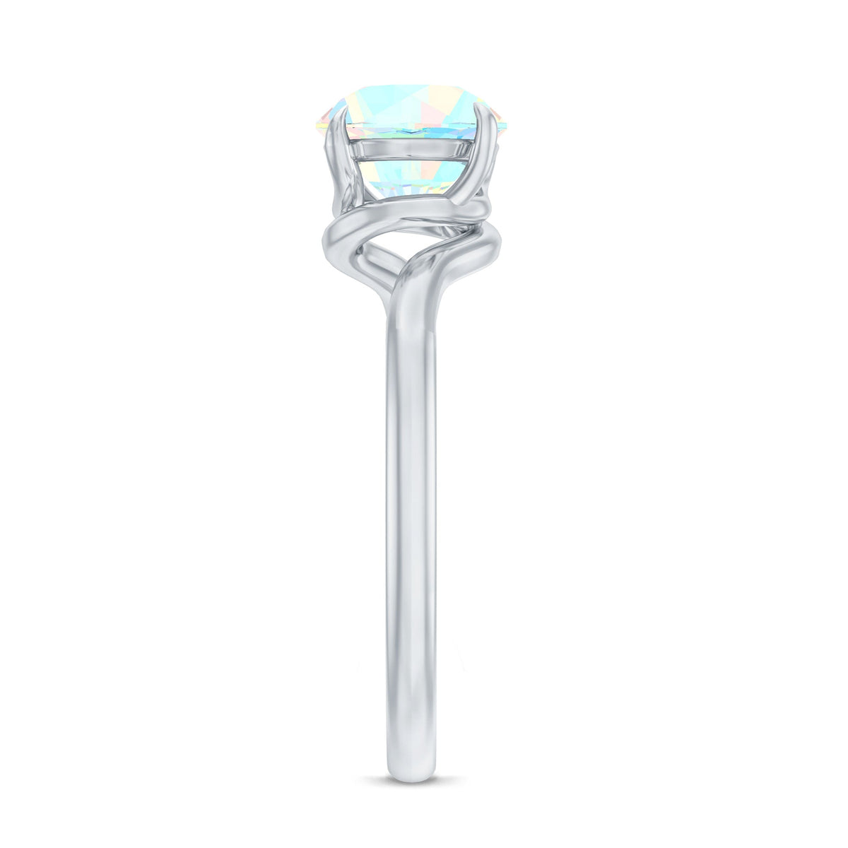 Certified Real Ethiopian Opal Solitaire Engagement Ring with Bypass Shank