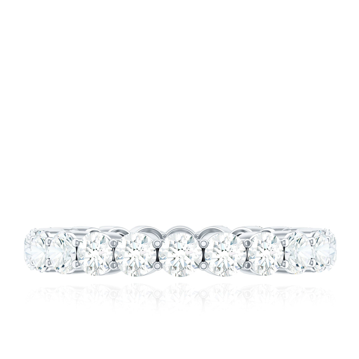 Certified Round Moissanite Eternity Wedding Band Ring