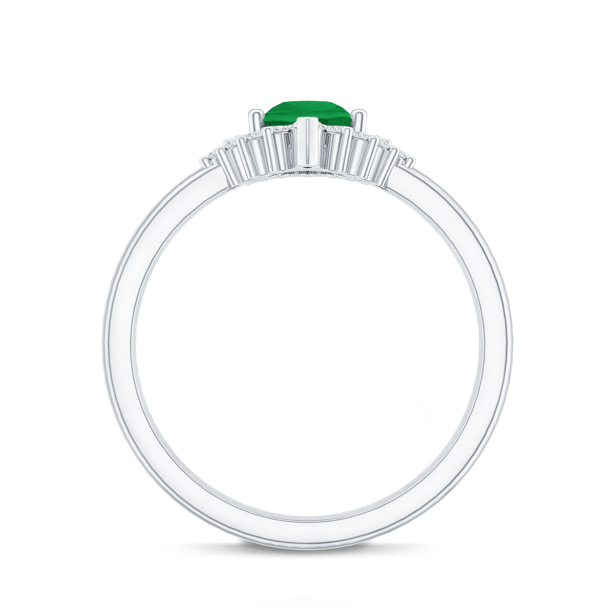 Natural Emerald Diamond Pear Shape Engagement Ring and Wedding Band Set