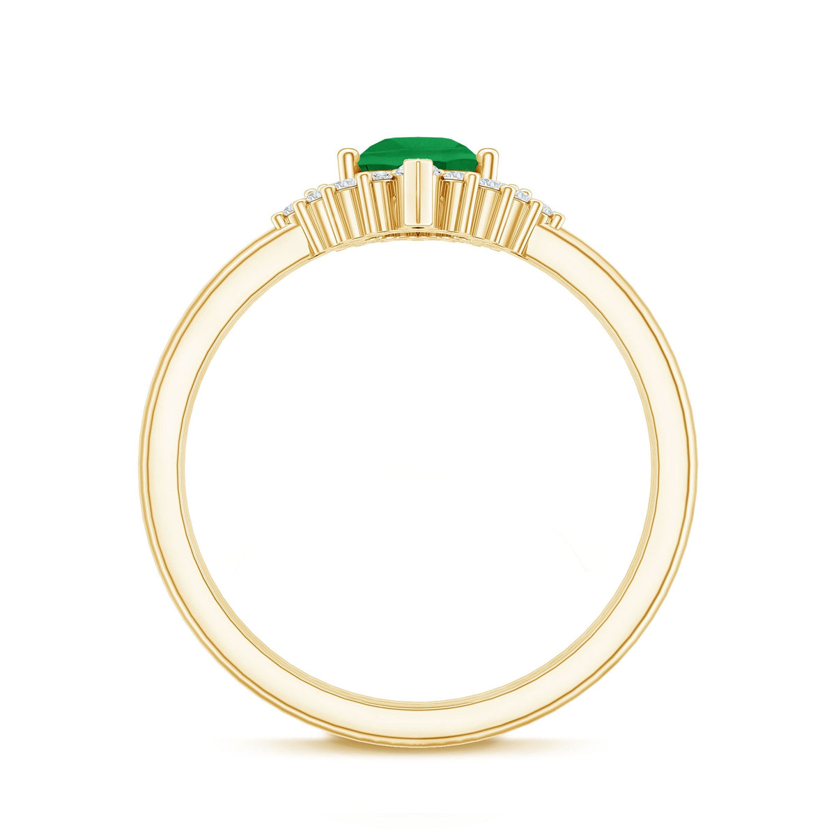 Natural Emerald Diamond Pear Shape Engagement Ring and Wedding Band Set