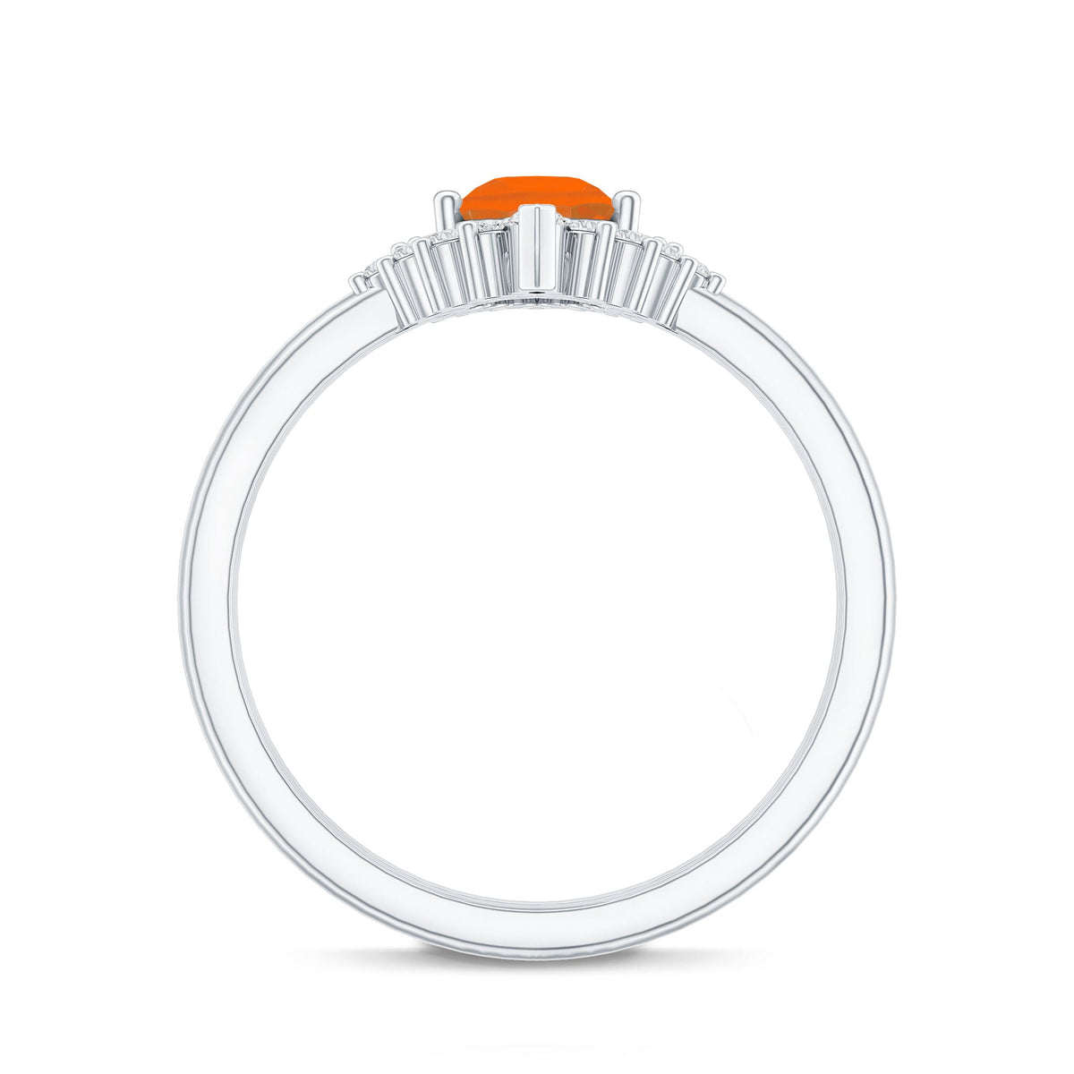 Real 0.6 Carat Fire Opal Teardrop Wedding Ring Set with Diamond Halo