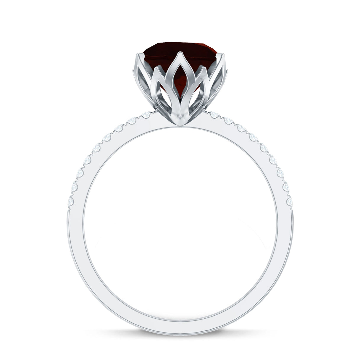 Natural 2.3 Carat Garnet Solitaire Engagement Ring with Diamond