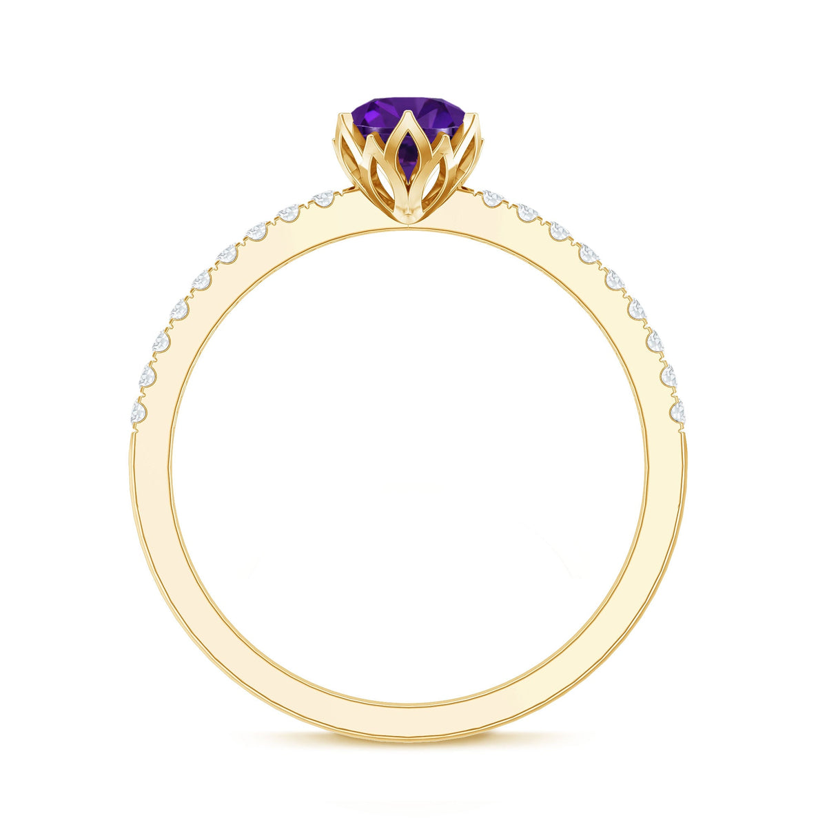 Genuine Amethyst Diamond Promise Ring for Women