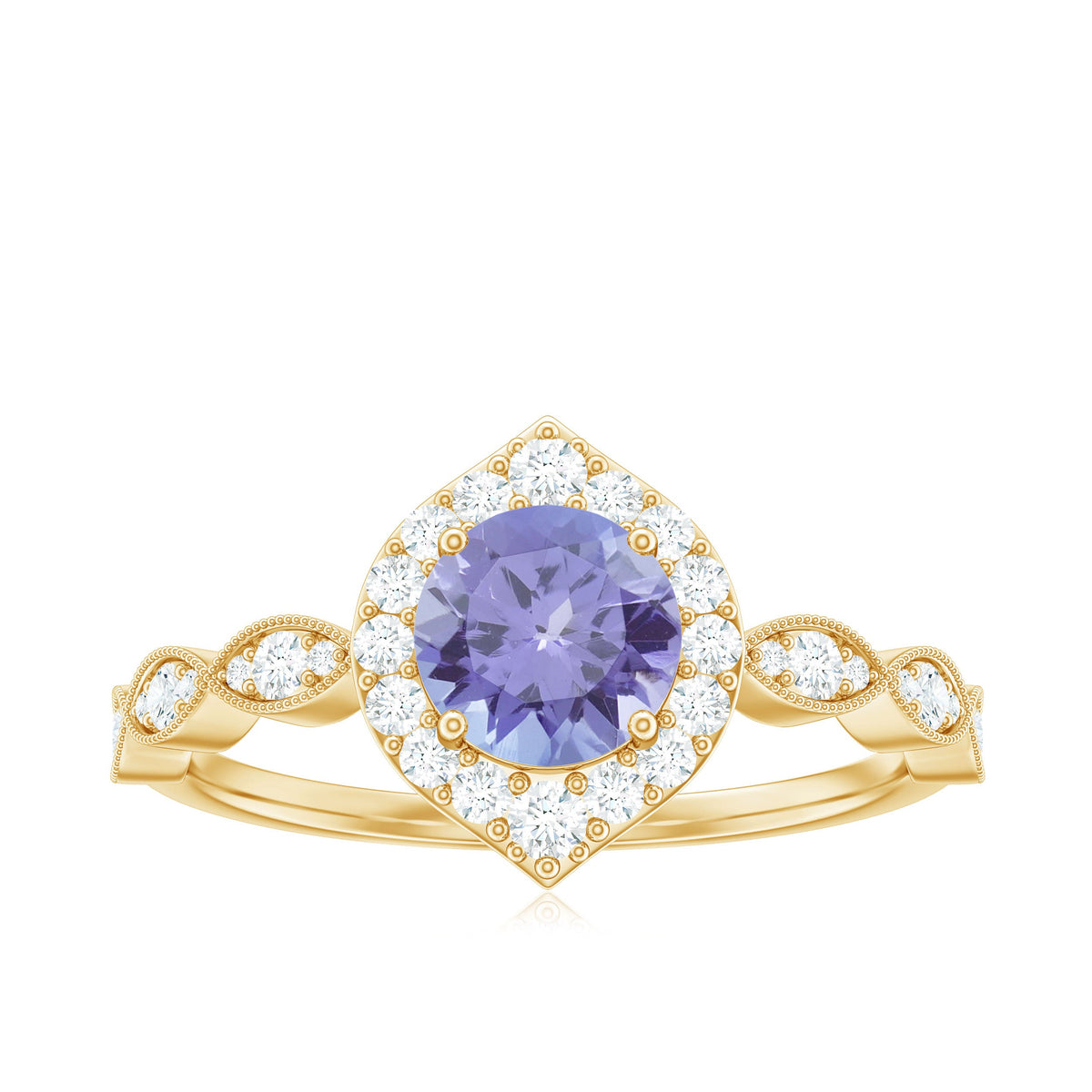 Real 0.54 Carat Tanzanite Vintage Engagement Ring with Diamond