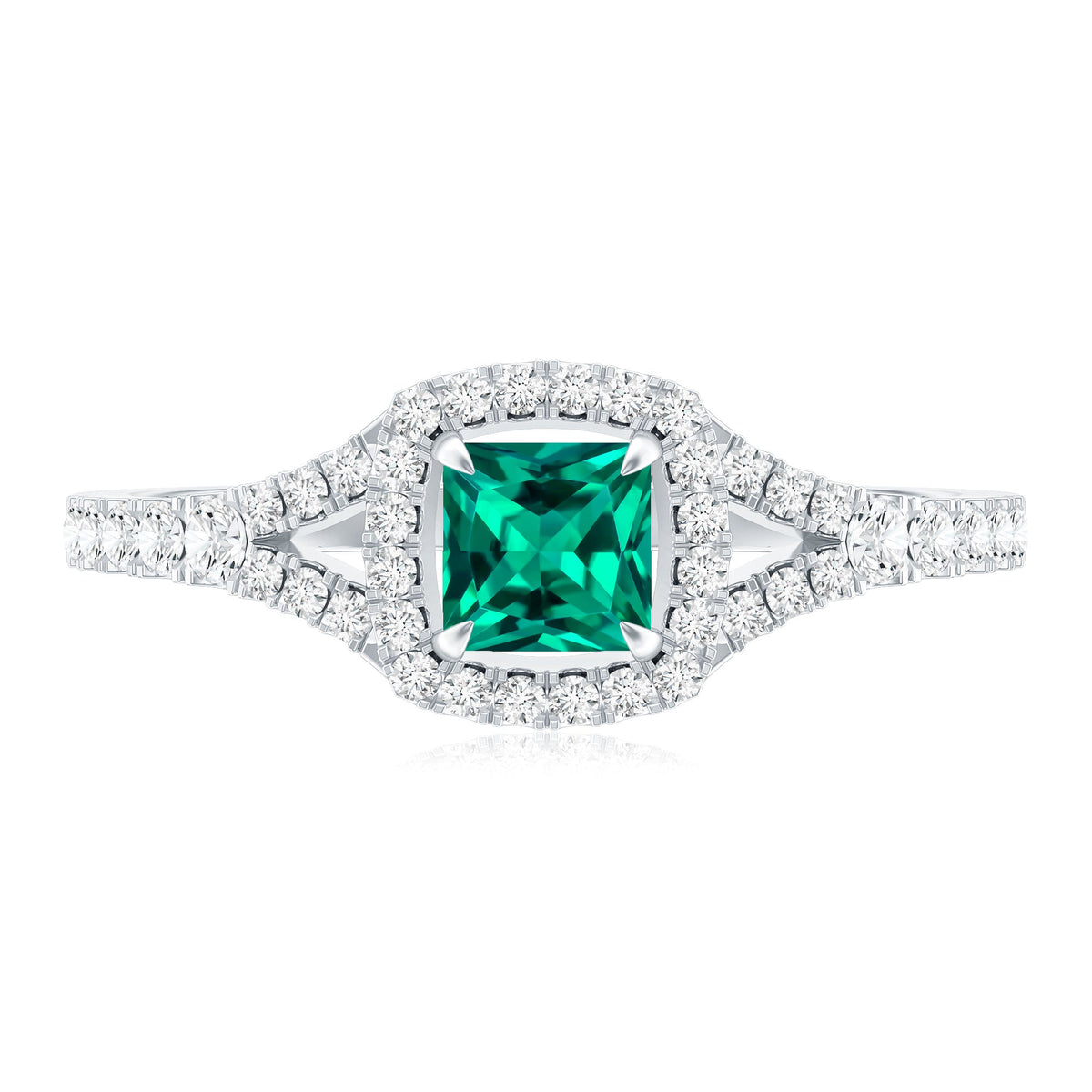 Certified Princess Cut Lab Grown Emerald Diamond Promise Ring