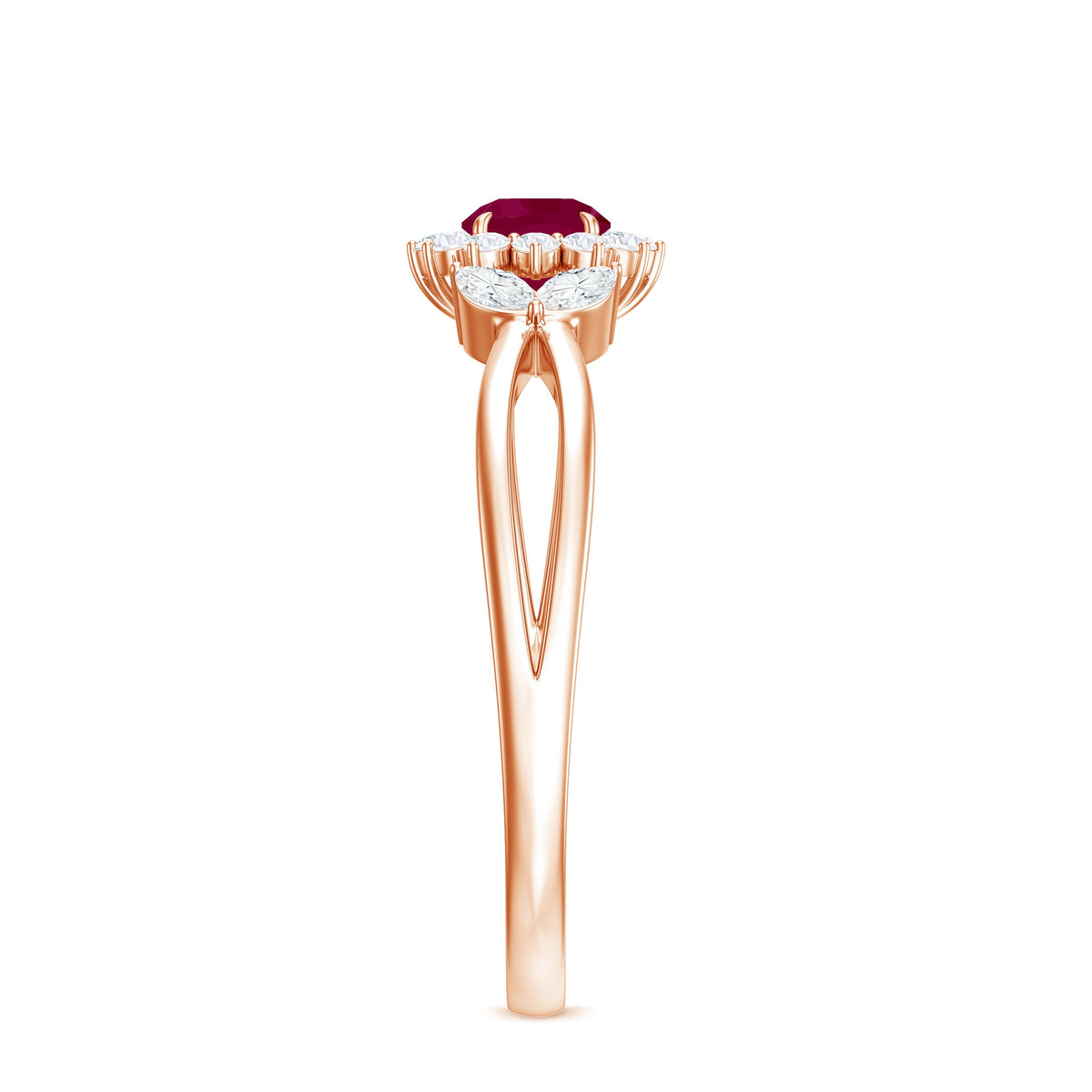 Nature Inspired Ruby Engagement Ring with Diamond for Women