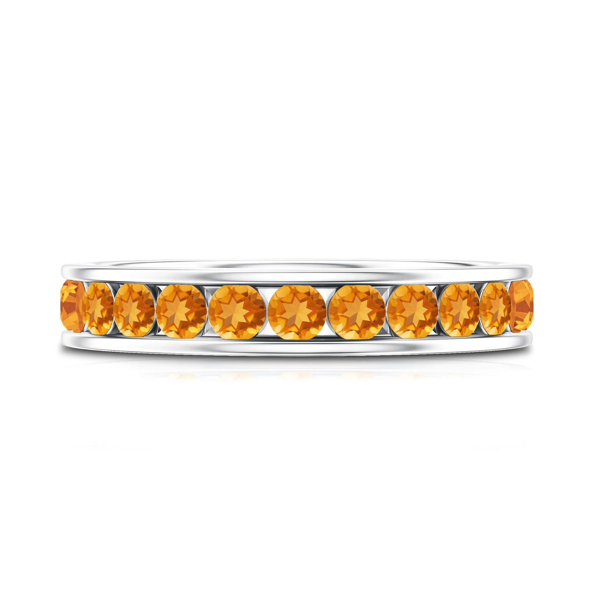 Natural Citrine Channel Set Eternity Ring for Anniversary