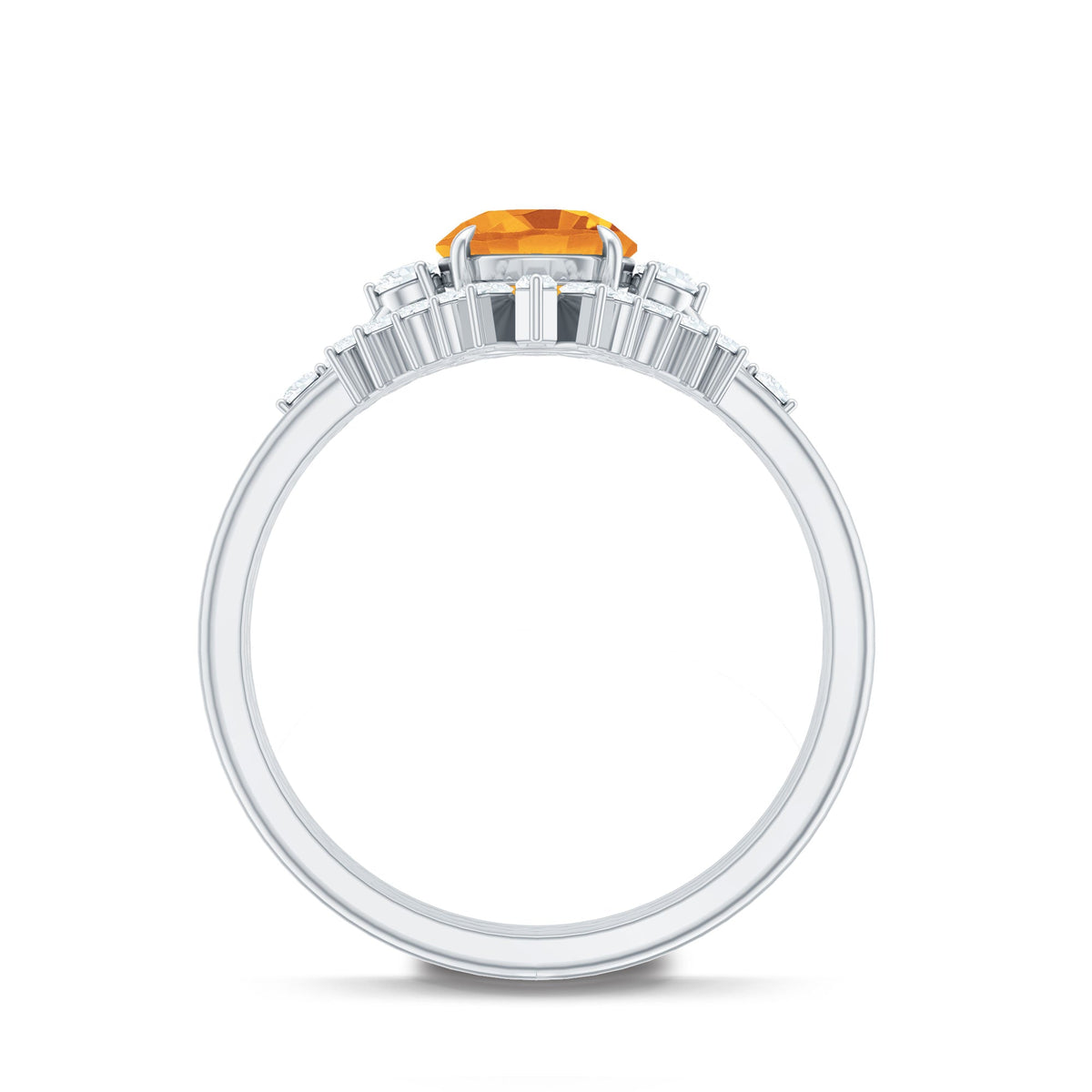 1.2 Carat Designer Citrine Three Piece Wedding Ring Set with Moissanite