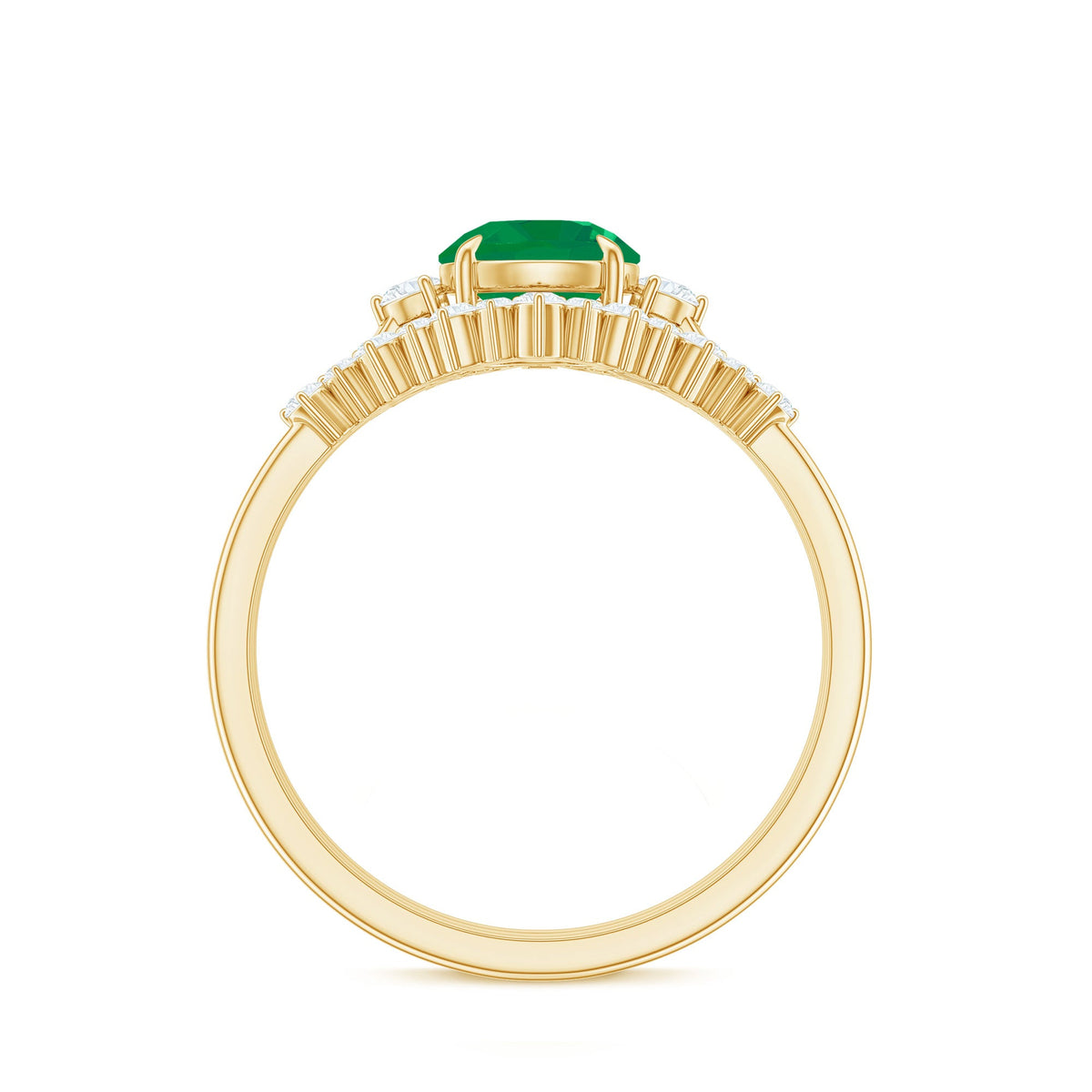 Vintage Inspired 0.4 Carat Emerald Diamond Wedding Bridal Ring Set of 3