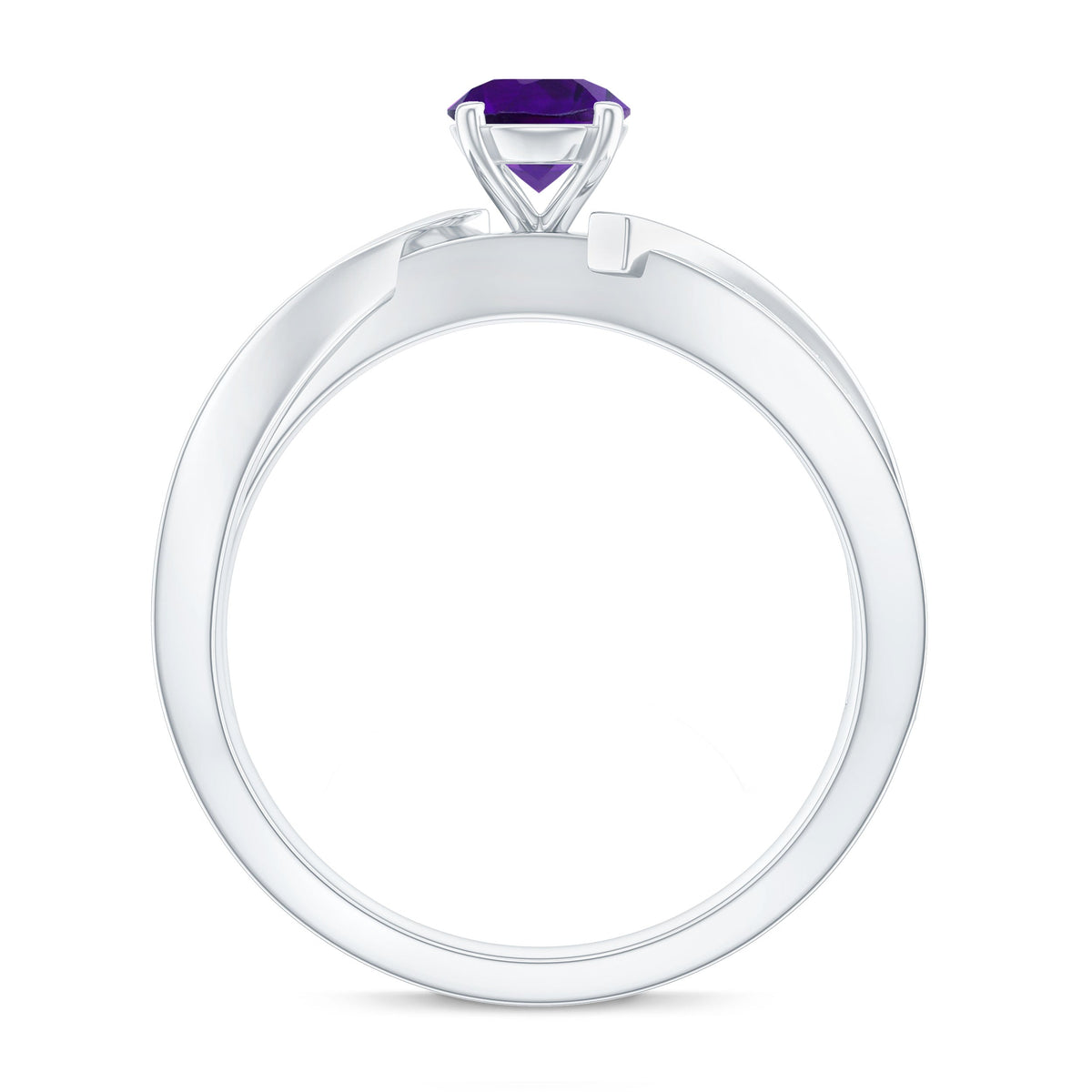 Real Amethyst Engagement Ring with Diamond Infinity Shank