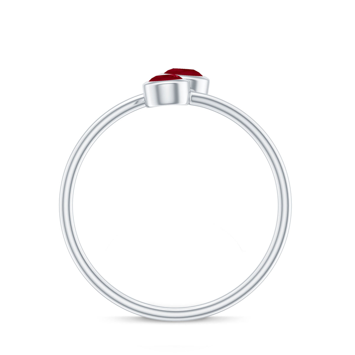 Natural Ruby 2 Stone Promise Ring for Women
